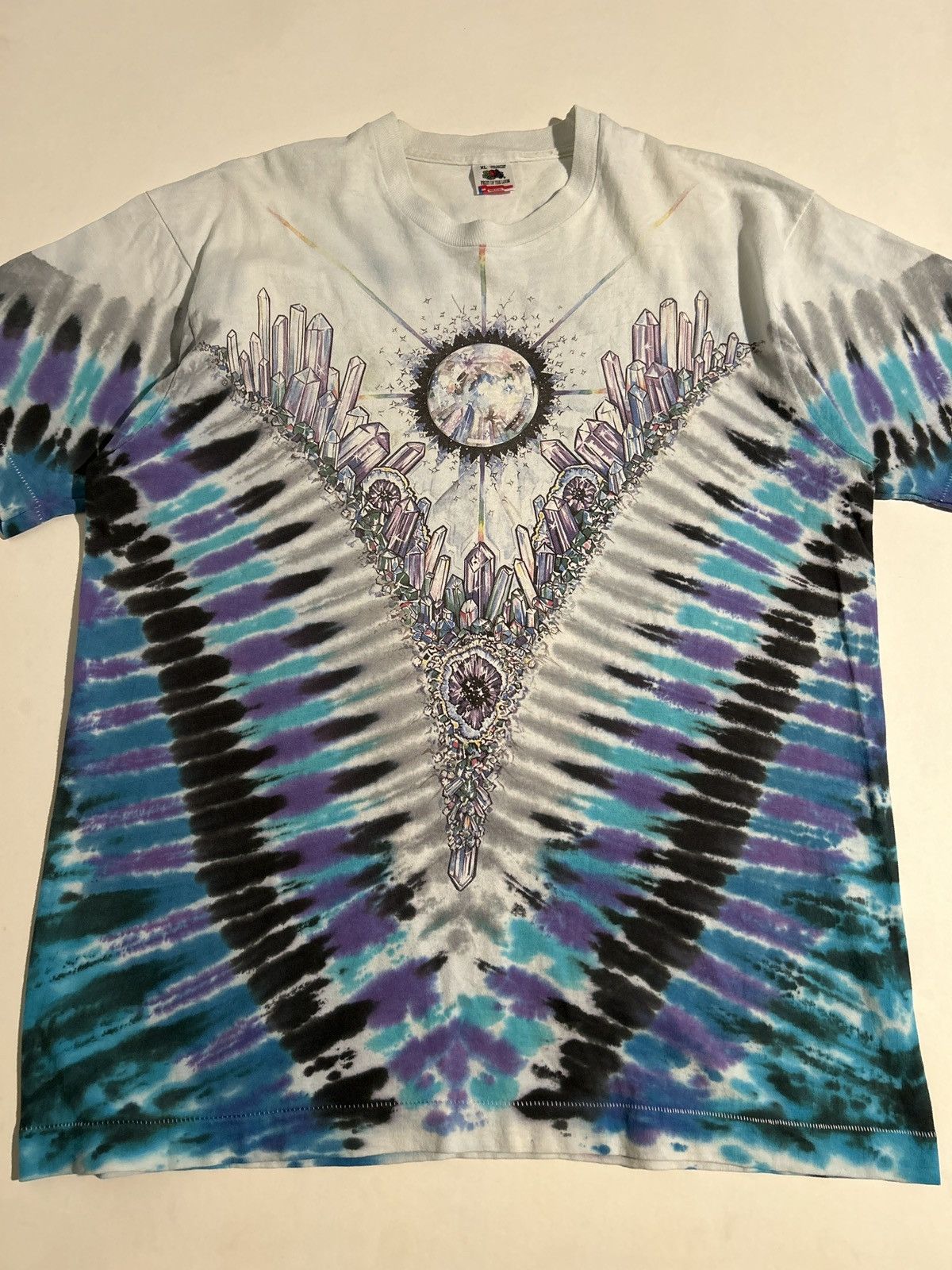 Liquid Blue Vintage 90s Amethyst Crystals Shirt Liquid Blue Tie Dye Size US L / EU 52-54 / 3 - 1 Thumbnail