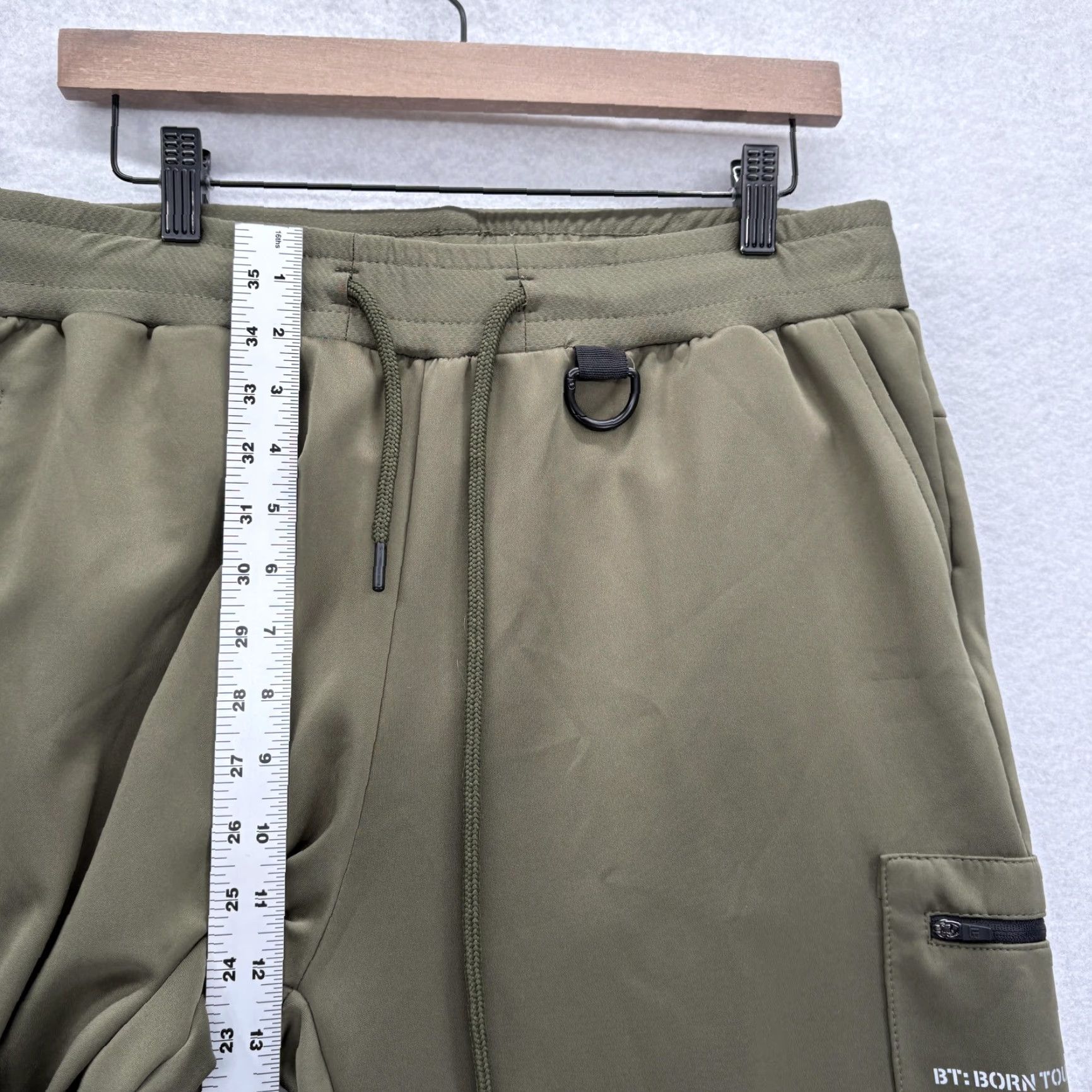 Born Born Tough Momentum Jogger Pants Mens XL Green Cargo Pocket Tapered Stretch Tech Cannabis? Size US 36 / EU 52 - 7 Thumbnail