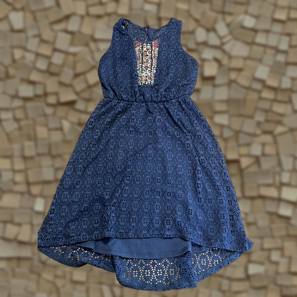 Vintage Maurices Dress Women's Size Small Blue Beads Lace Sleeveless Midi Dress Size S / US 4 / IT 40 - 1 Thumbnail
