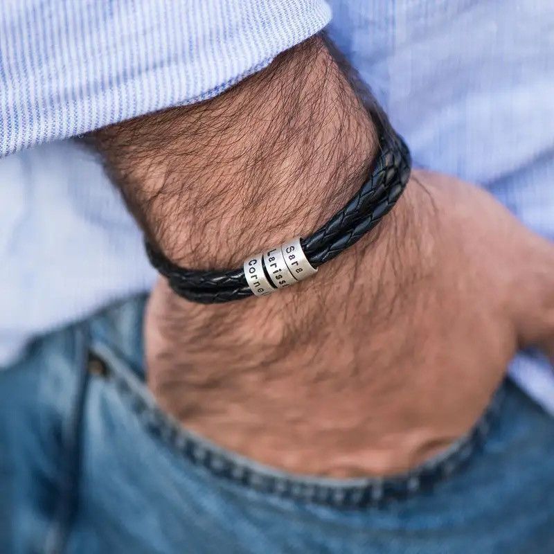 Jewelry Personalized Men Bracelets Custom Stainless Steel Beads Size ONE SIZE - 4 Thumbnail