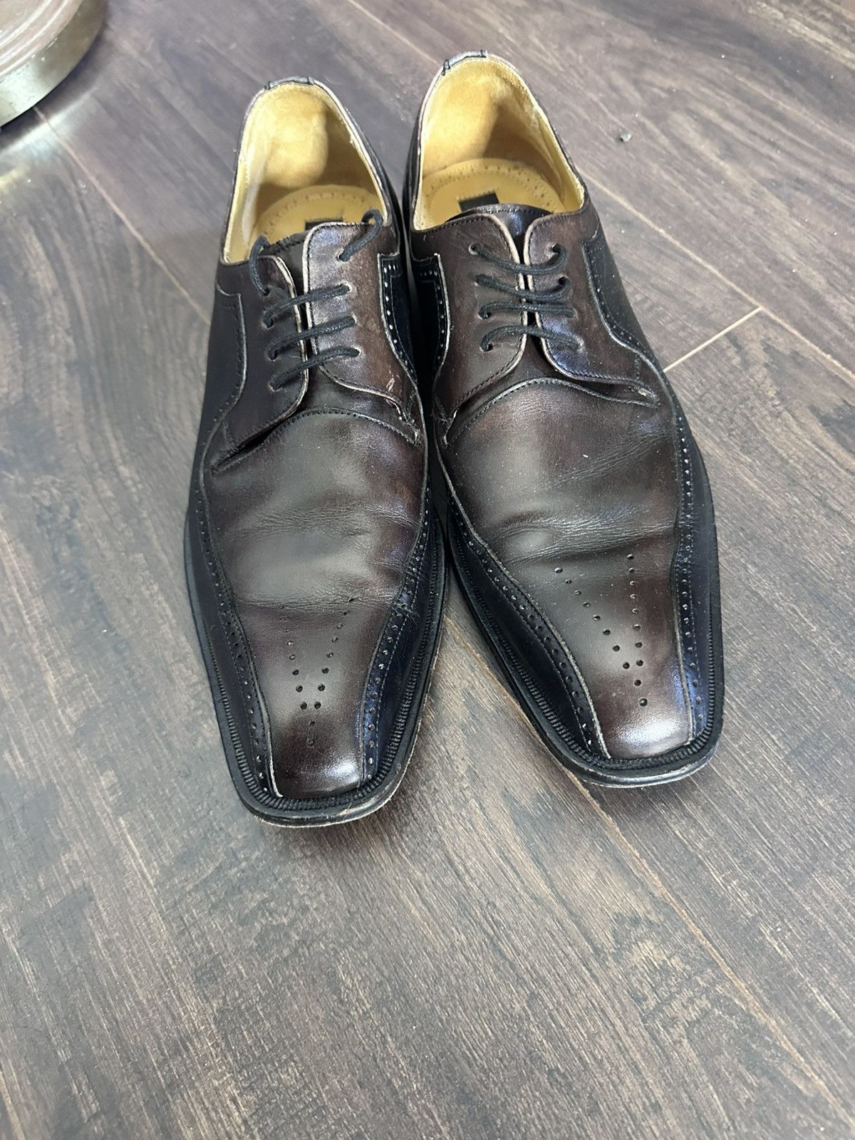 Mezlan Brown/Black Leather Spanish Brogues Derbies Dress Shoes Size US 8.5 / EU 41-42 - 2 Thumbnail