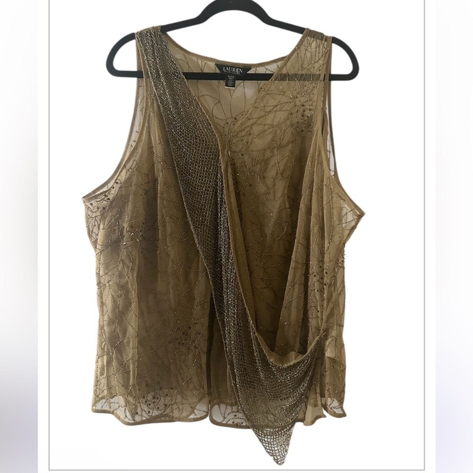 Lauren Ralph Lauren Plus Size Lauren Ralph Lauren Sleeveless Embellished Blouse Size XXL / US 16-18 / IT 52-54 - 1 Thumbnail