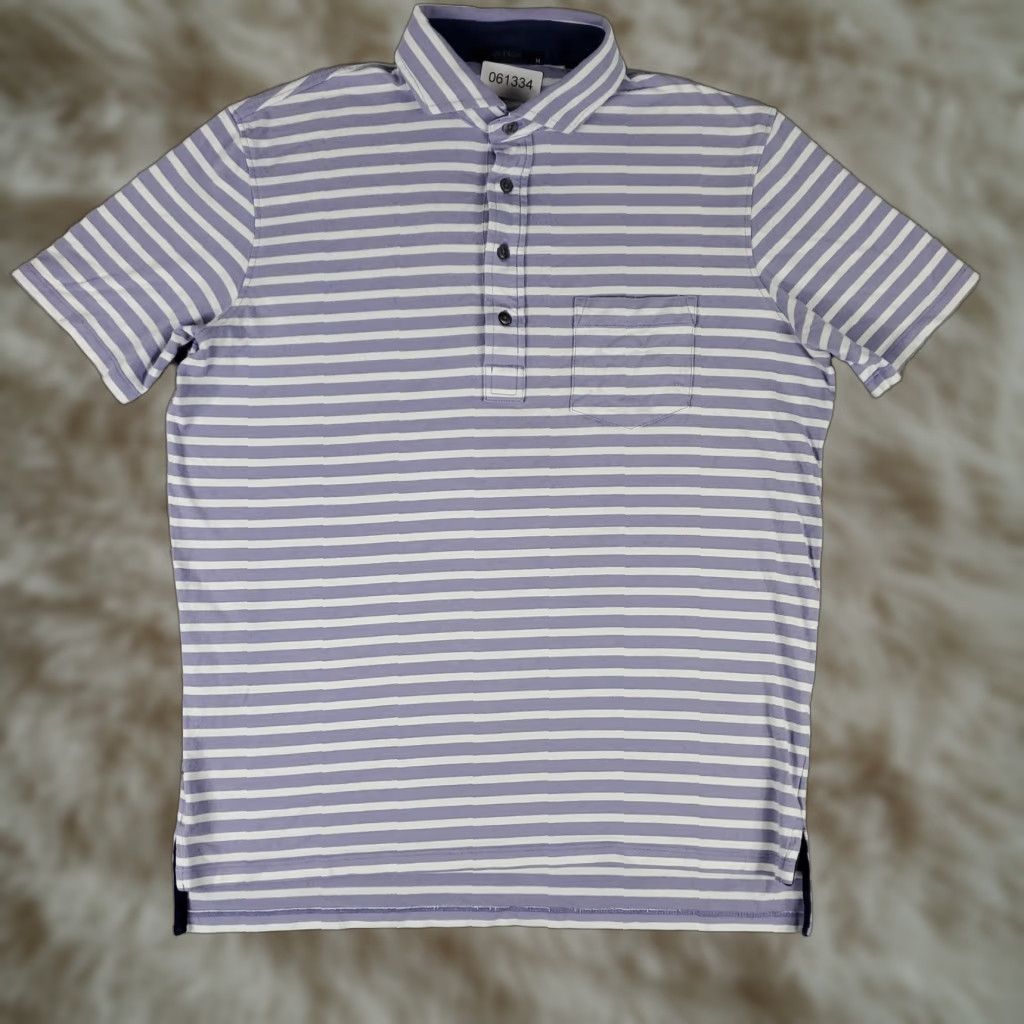 Vintage Greyson Polo Shirt Mens M Purple Striped Logo Collared Golf Short Sleeve Vintage No Size US M / EU 48-50 / 2 - 1 Thumbnail