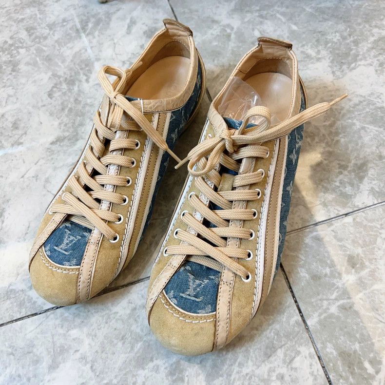 Louis Vuitton Louis Vuitton Denim Monogram Leather Sneakers - dmc Size US 5 / EU 37 - 1 Thumbnail