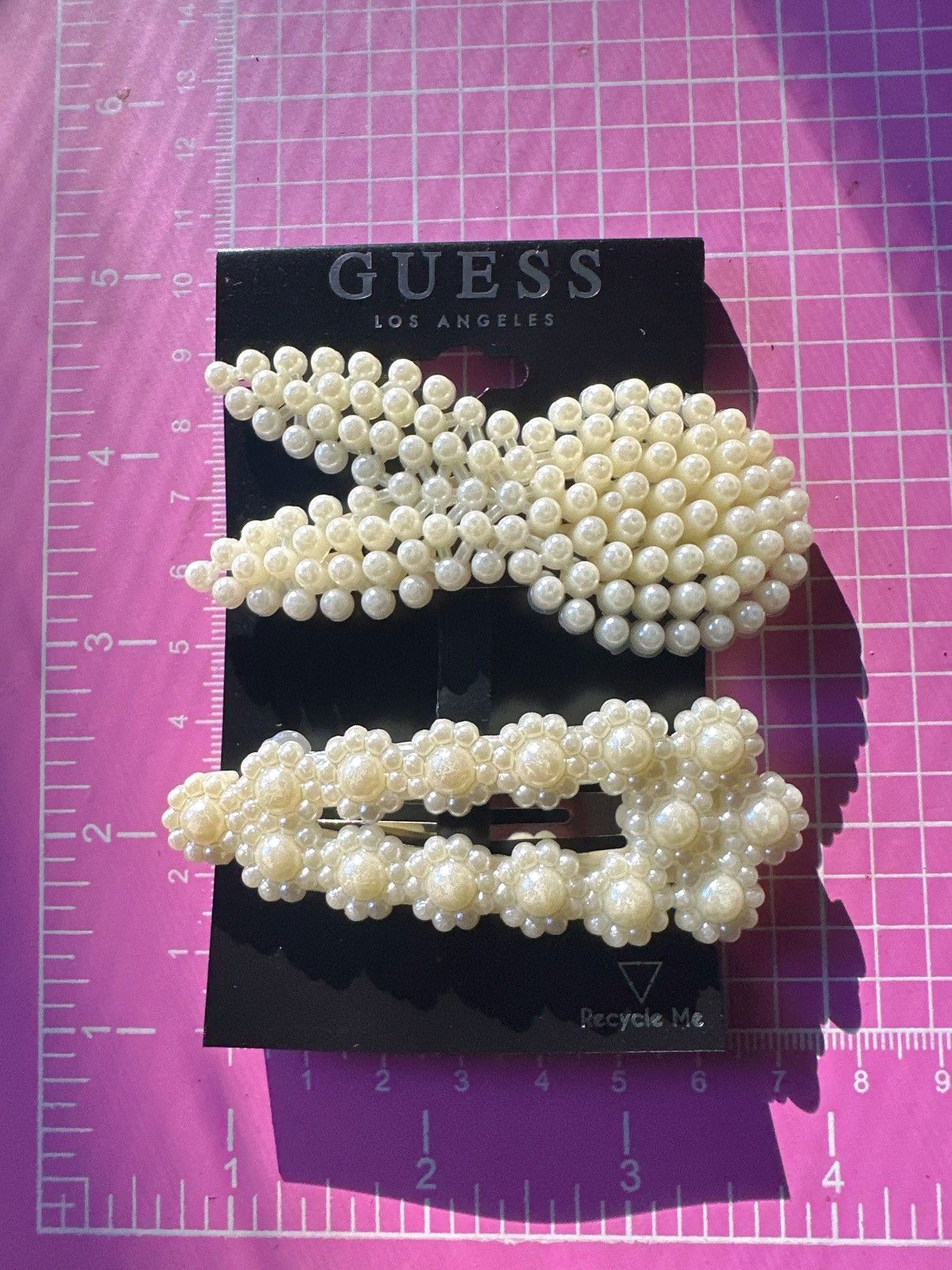 Guess Guess 4 pc hair clips white beads paved tie bow triangle Size ONE SIZE - 2 Thumbnail