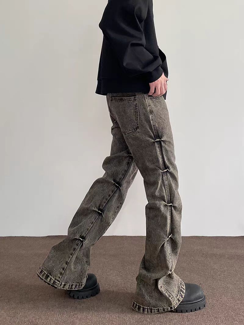Japanese Brand × Jean Vintage Street Distressed Straight Leg Micro Flare Jeans Size US 32 / EU 48 - 4 Thumbnail