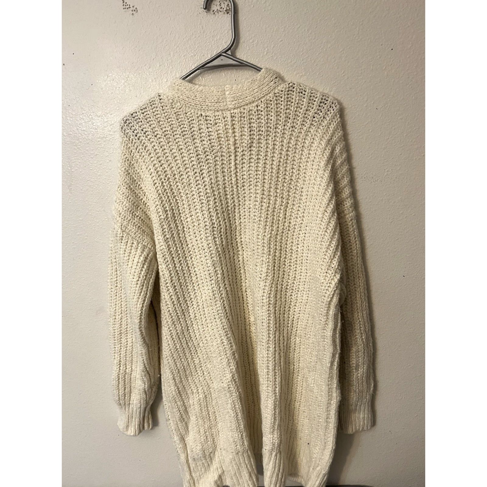 Lucky Brand Lucky Brand Cable Knit Cream Open Front Cardigan 2 Pocket Oversized Large Size L / US 10 / IT 46 - 2 Thumbnail