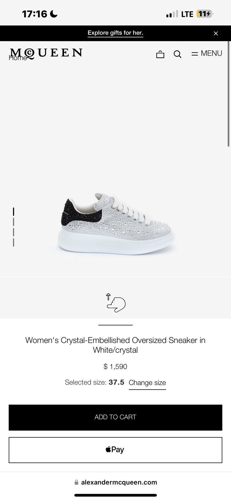 Alexander McQueen Crystal Embellished Oversized Sneaker