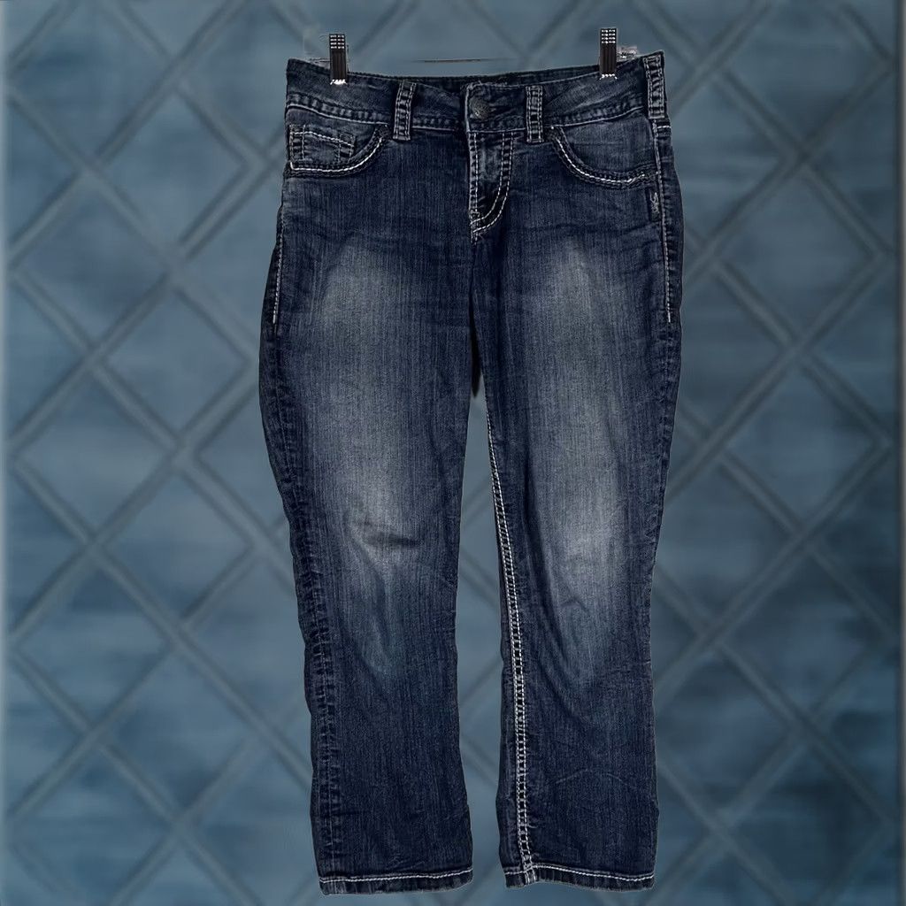 Silver Jeans Co. Silver Jeans Suki Capris Jeans Women's 28 Dark Blue Stretch Cotton Blend 5-Pocket Denim Capris Size 28" / US 6 / IT 42 - 1 Thumbnail