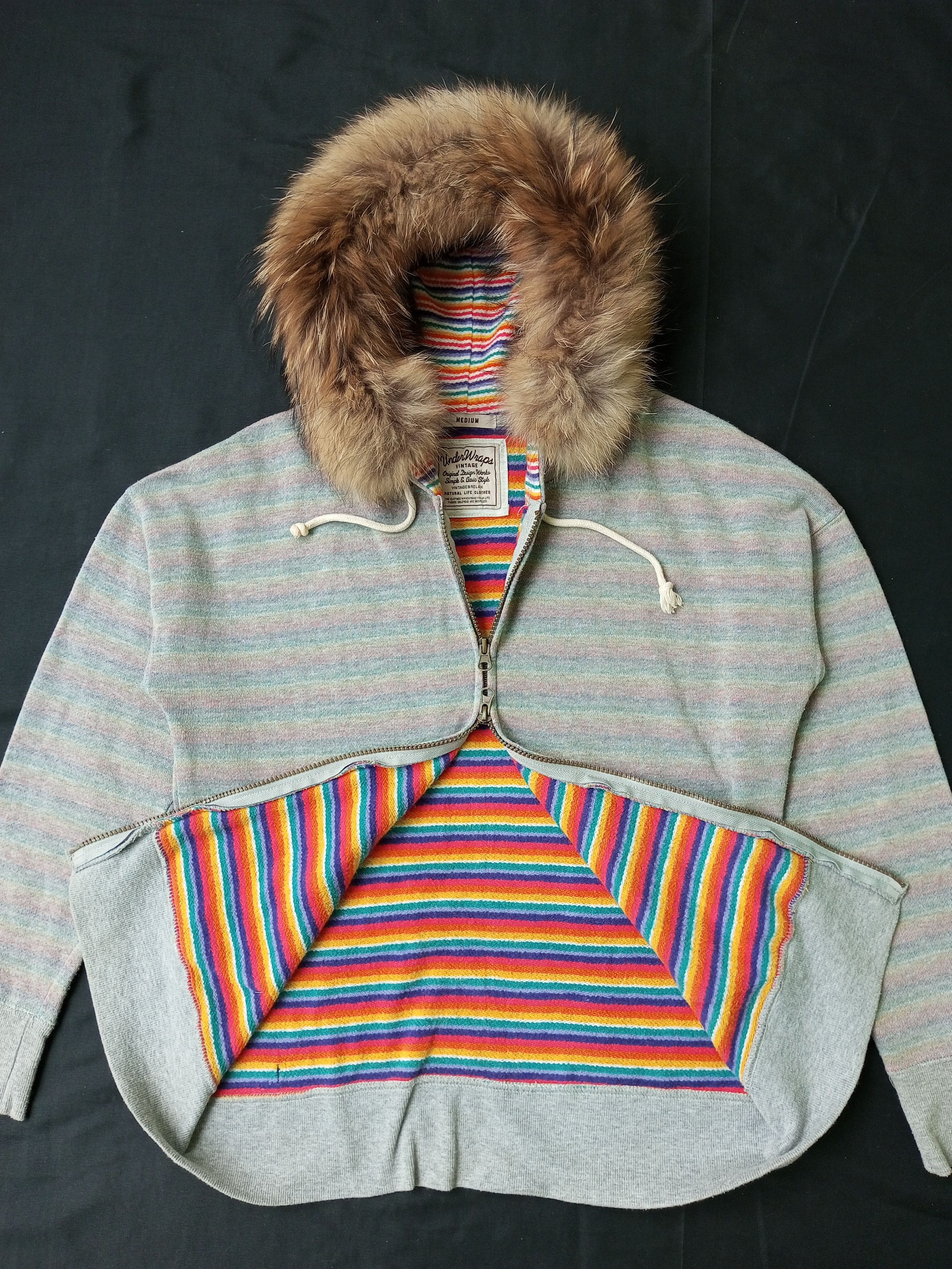 If Six Was Nine UNDER WRAPS Rainbow inside Fur Zip Up Hoodie Size US M / EU 48-50 / 2 - 4 Thumbnail