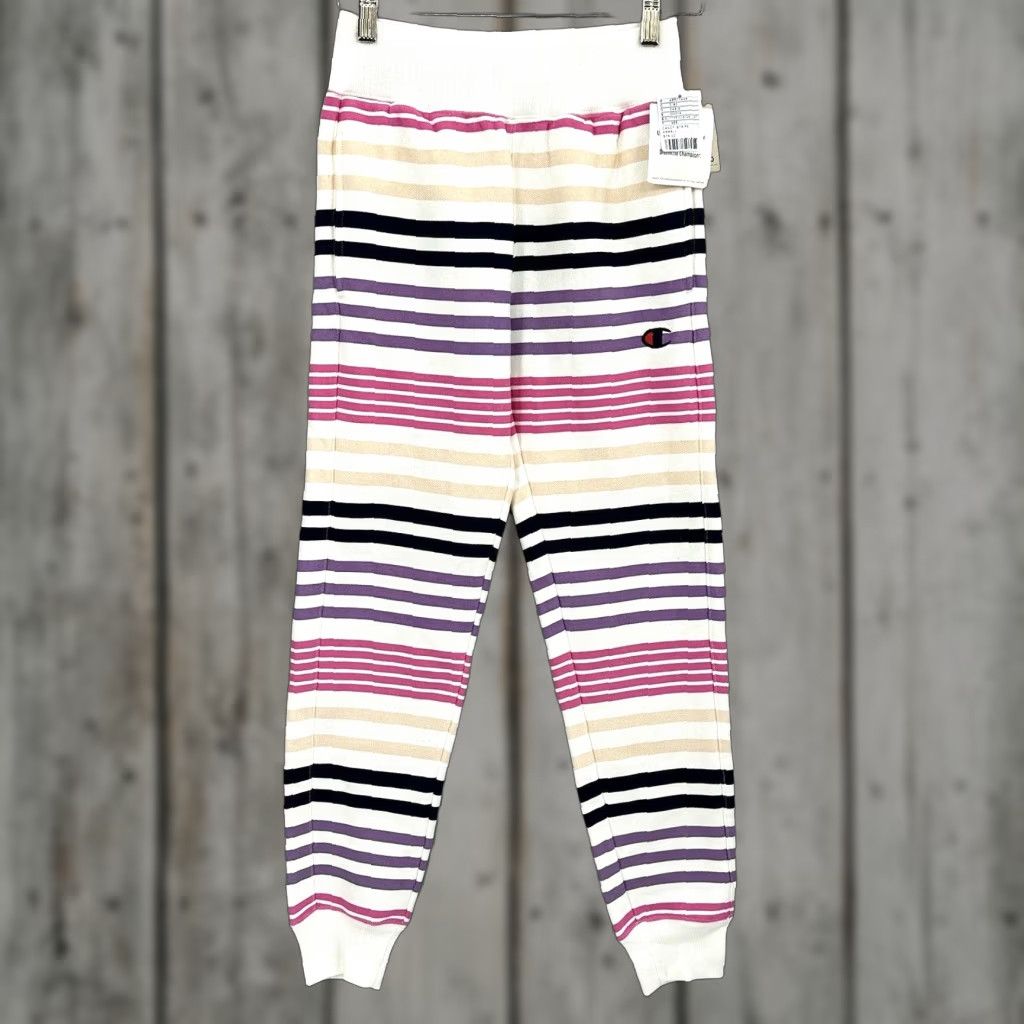 Champion Champion Jogger Pants Women XS Regular Ivory Striped 29in Inseam Elastic Waist - Champion Activewear Tapered Fit Women’s XS Size 26" / US 2 / IT 38 - 1 Thumbnail
