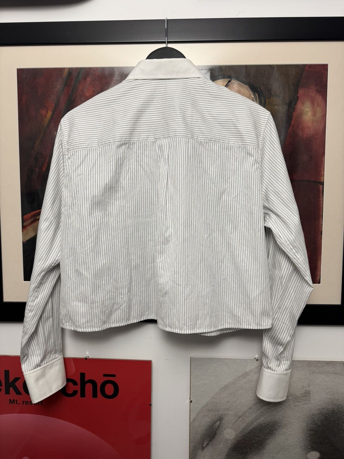 Celine Celine Button Up Triomphe Logo Cropped Boxy Stripes Shirt Size M / US 6-8 / IT 42-44 - 2 Thumbnail