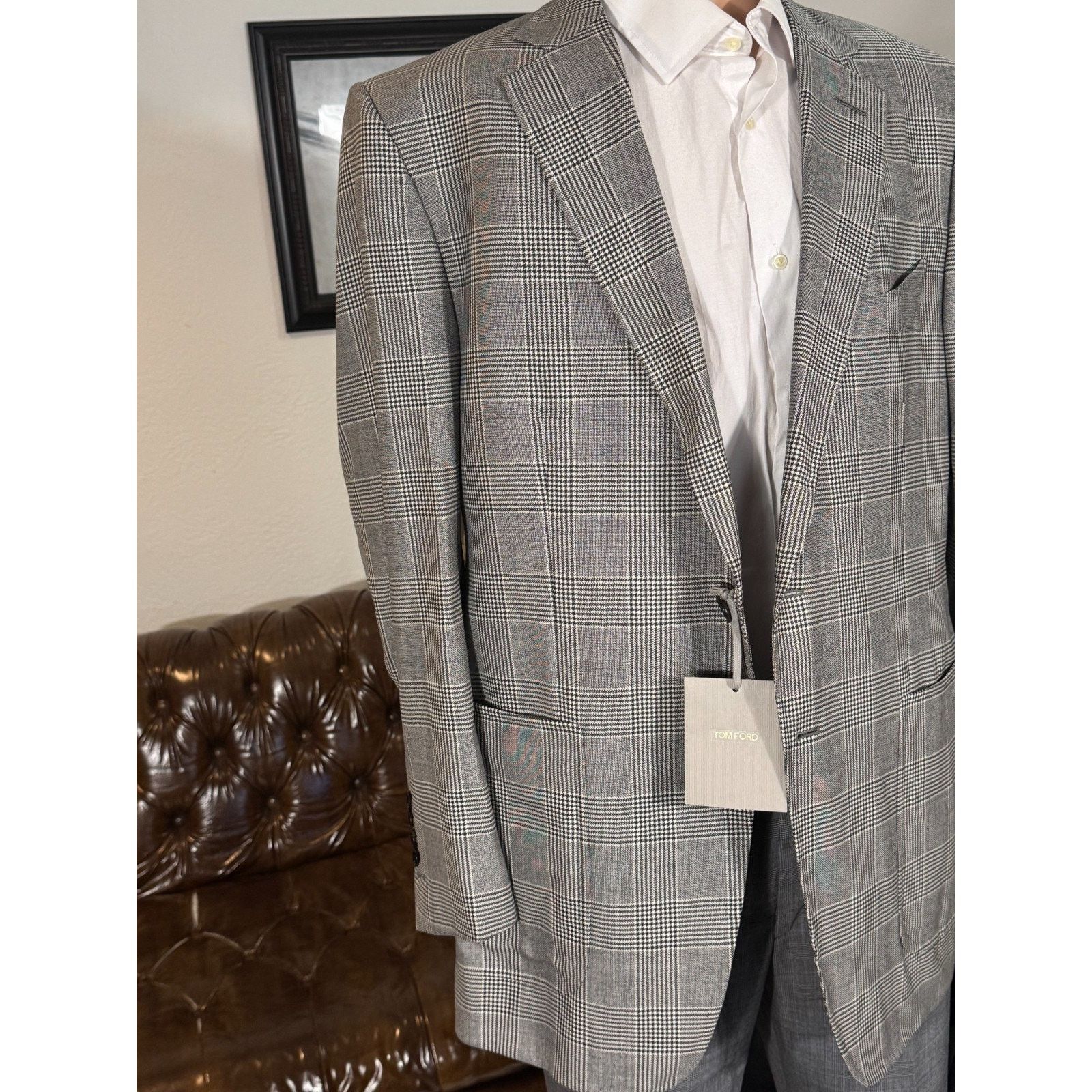 Tom Ford Tom Ford New w Tags PrinceWales Houndstooth Blazer 56 EU 46R Size 46R - 7 Thumbnail