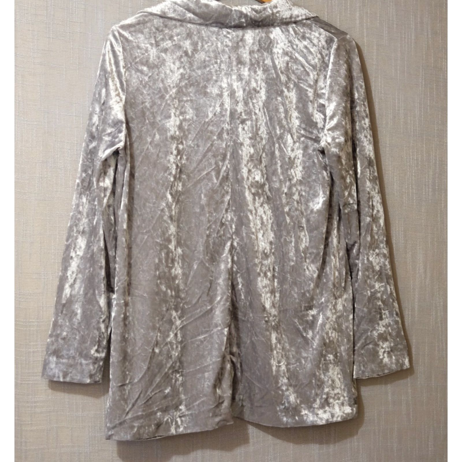 H&M H & M Divided Blazer Shirt Silver Crushed Velvet Open-Front Womens S Vintage No N/A Size S / US 4 / IT 40 - 5 Thumbnail