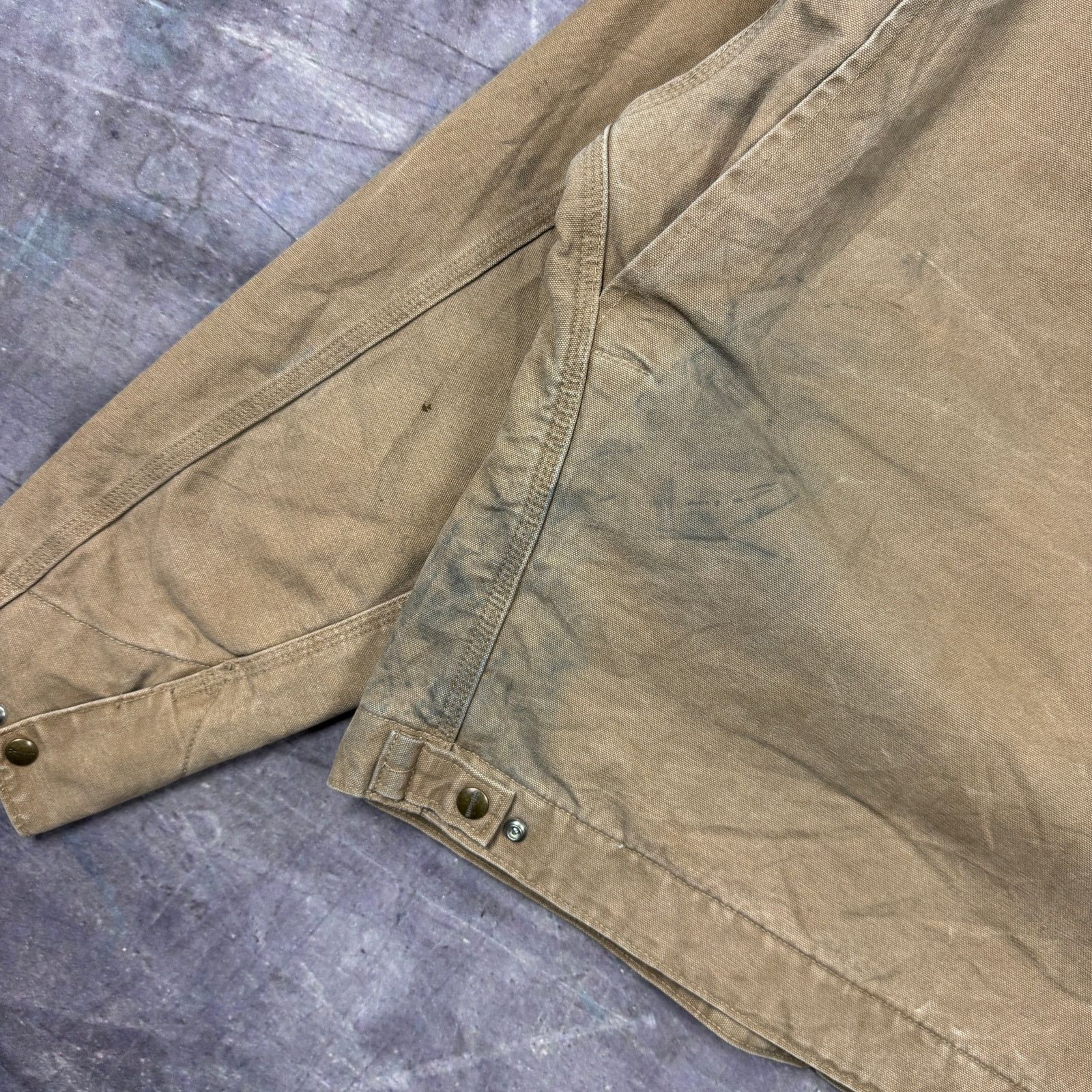 Carhartt × Vintage 90s Tan Carhartt Blanket Lined Detroit Jacket J97 CML L 0297 Size US L / EU 52-54 / 3 - 10 Thumbnail