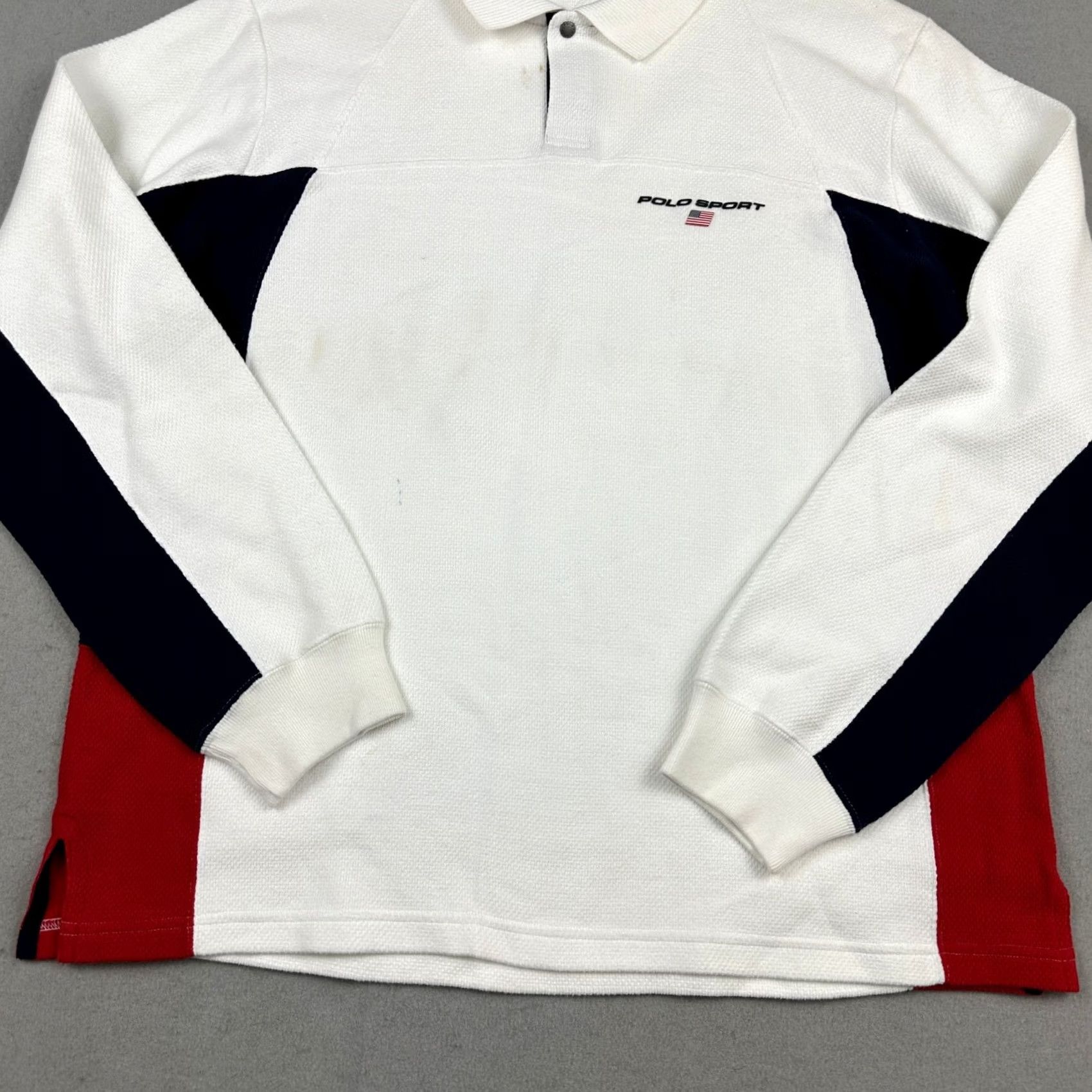Vintage VINTAGE Polo Sport Shirt Men XL White Blue Rugby Polo Pique Y2K 2000s Size US XL / EU 56 / 4 - 3 Thumbnail