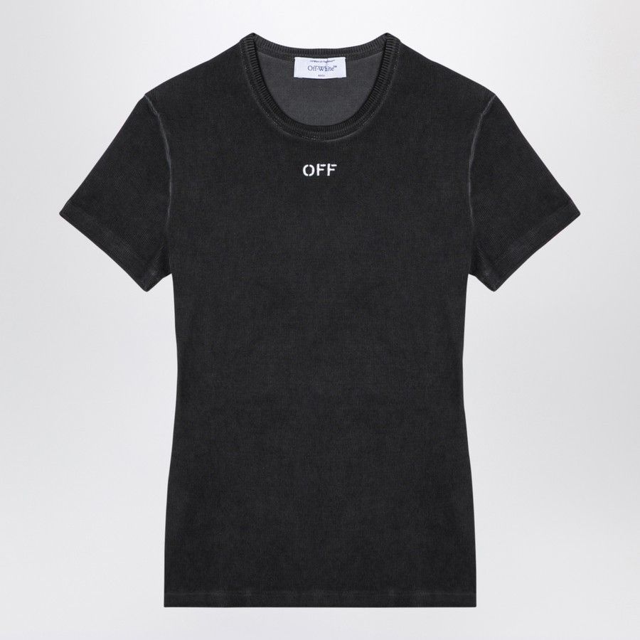 Off-White o1d2blof0924 Ribbed T-Shirt in Black Size M / US 6-8 / IT 42-44 - 1 Thumbnail