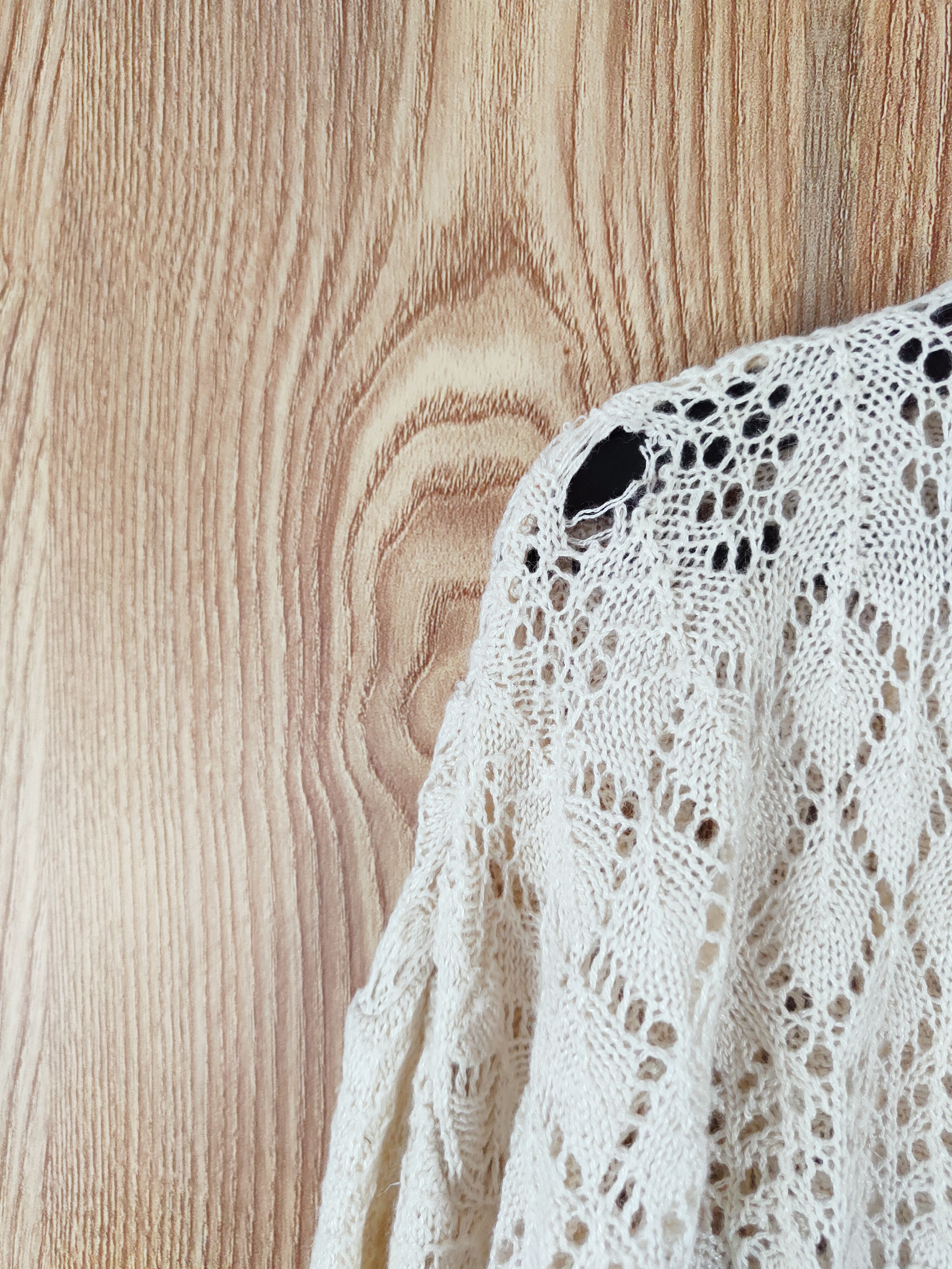 Aran Isles Knitwear × Japanese Brand Ann Ashlee Beige Mesh Net Knitwear Cardigan #W479 Size M / US 6-8 / IT 42-44 - 8 Thumbnail