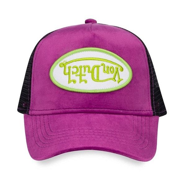 Designer × Von Dutch NWT VON DUTCH PURPLE LIME VELVET CRUSH TRUCKER HAT Size ONE SIZE - 1 Thumbnail