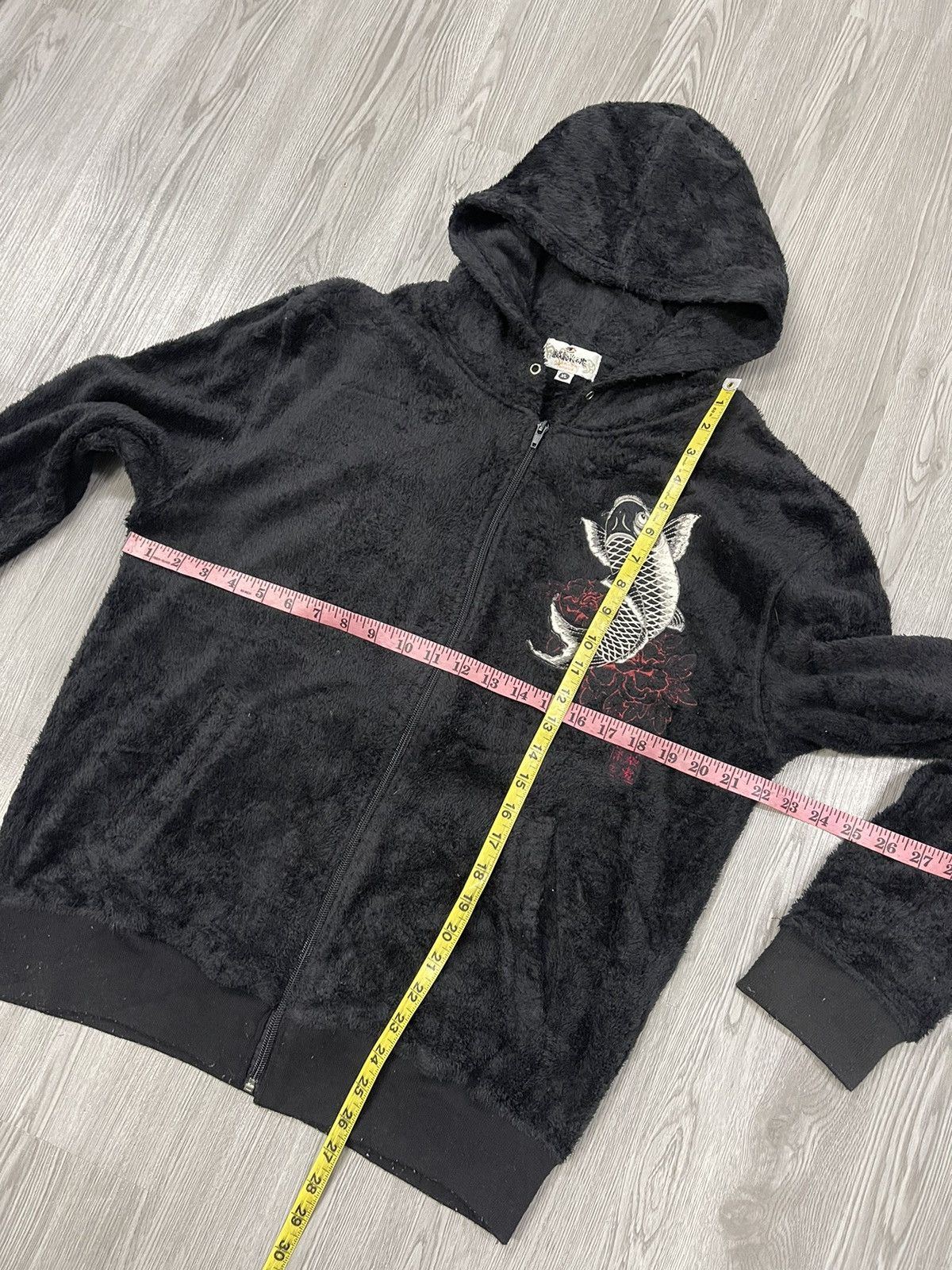 Karikuri Tamashi Koi Fish Embroidery Furry fleece hoodies