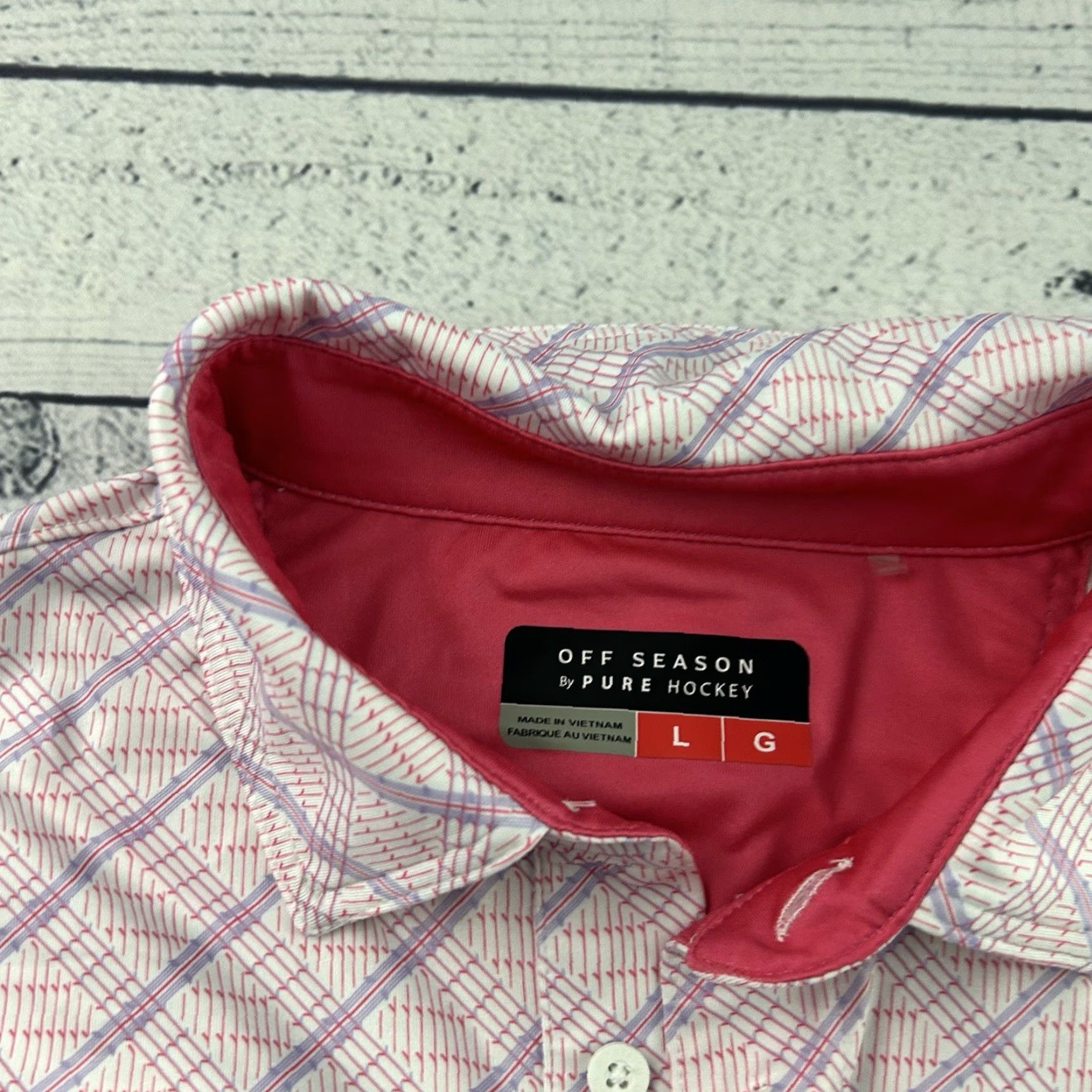 Vintage Off Season Pure Hockey Short Sleeve Polo Shirt Mens Large Pink Shirt Size US L / EU 52-54 / 3 - 2 Thumbnail