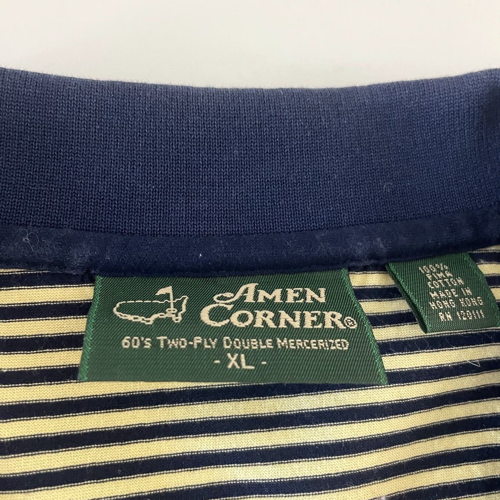 Vintage Amen Corner Masters Polo Shirt Striped Short Sleeve Yellow Mens XL Shirt Size US XL / EU 56 / 4 - 3 Thumbnail