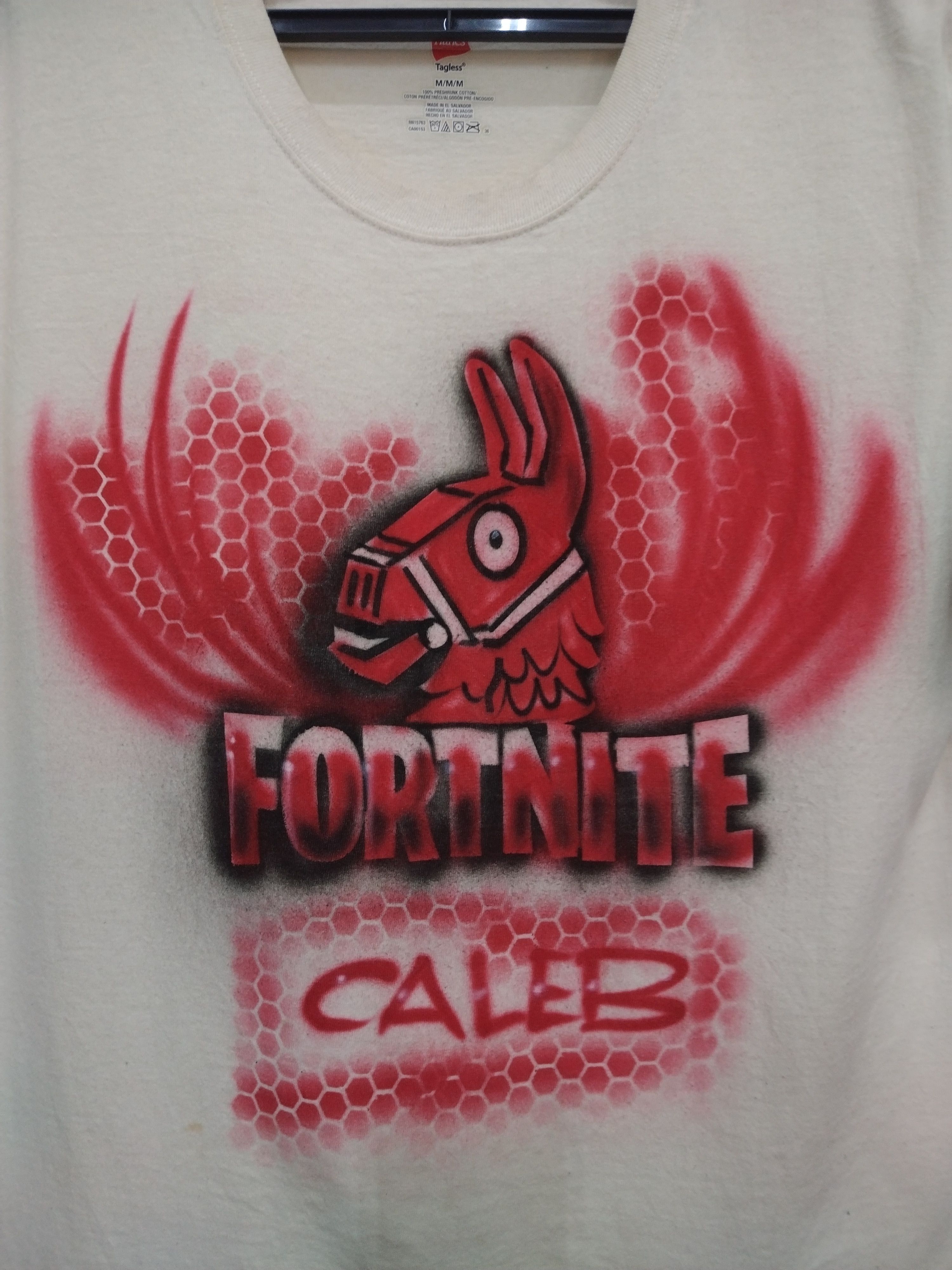 Hanes × The Game Airbrush red honeycomb hexagon design Fortnite Caleb Hanes T Size US M / EU 48-50 / 2 - 5 Thumbnail