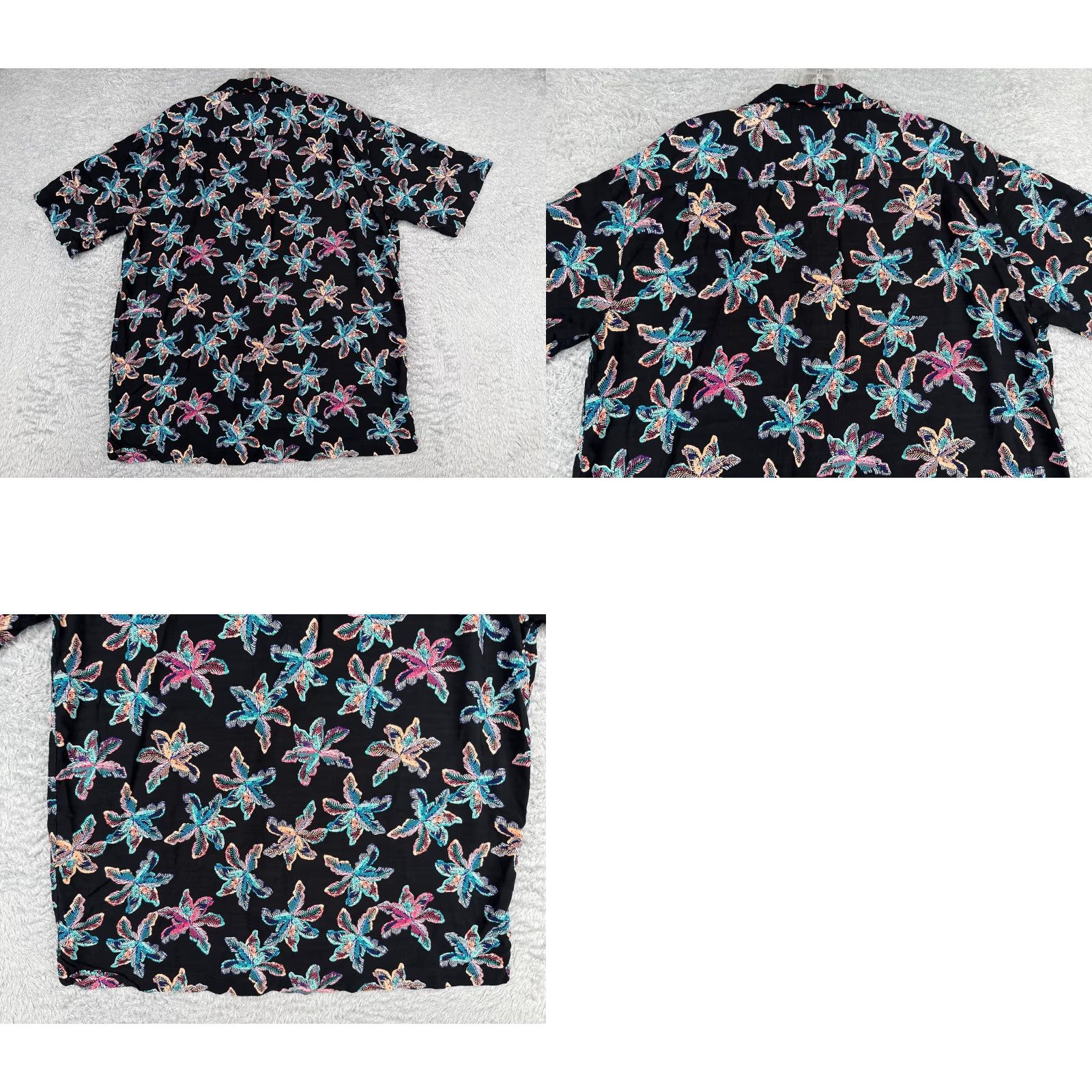 Pinko Caribbean Shirt Men Medium Black Pink Blue Floral Wood Button Up Hawaiian Rayon Size US M / EU 48-50 / 2 - 9 Thumbnail