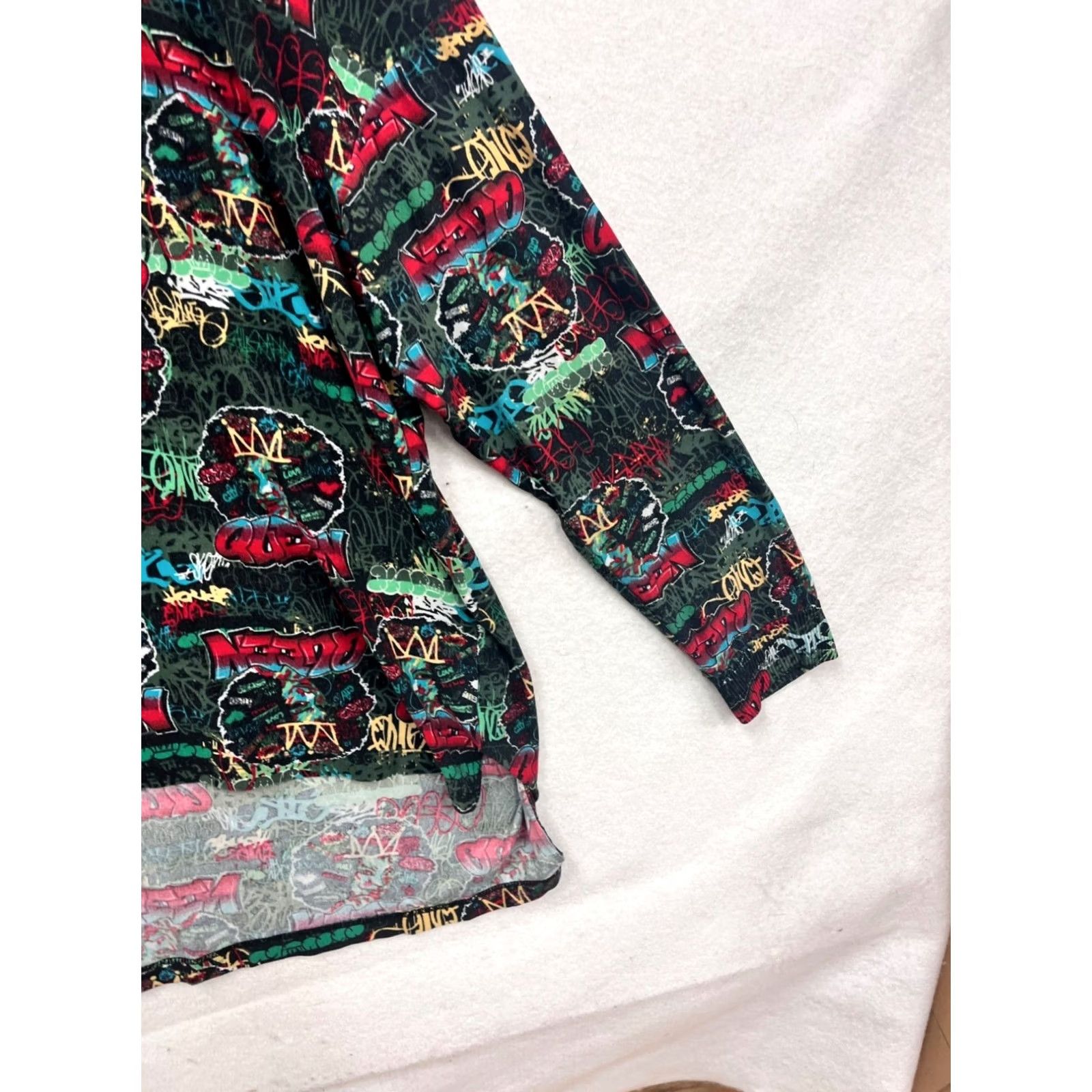Vintage One Stop Up Hoodie Graffiti Print Womens 2XL Red Pullover Seasonal Fall Activewear Size XXL / US 16-18 / IT 52-54 - 5 Thumbnail
