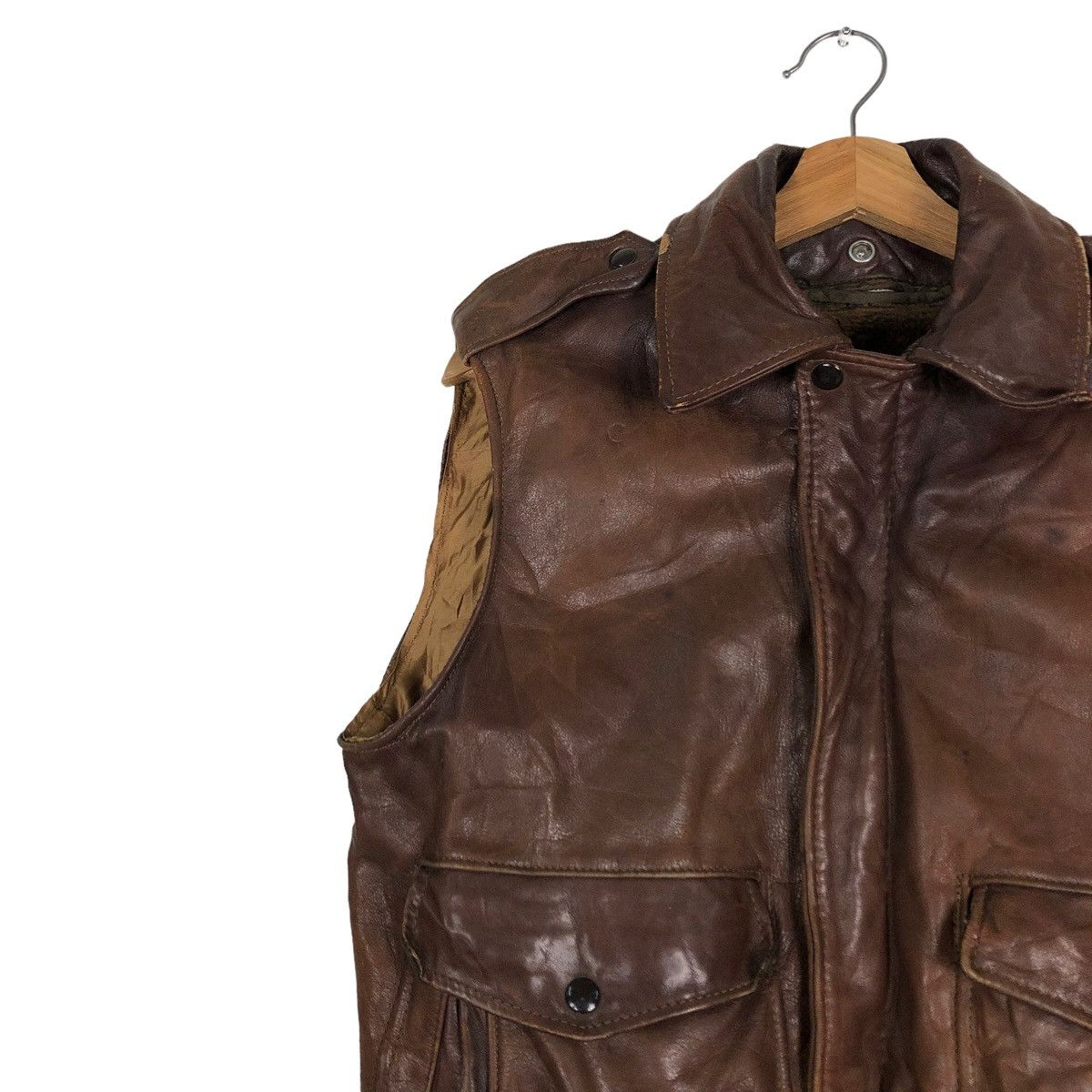 Schott 🔥VINTAGE SCHOTT LEATHER TANK TOP JACKET MADE IN USA Size US M / EU 48-50 / 2 - 7 Thumbnail