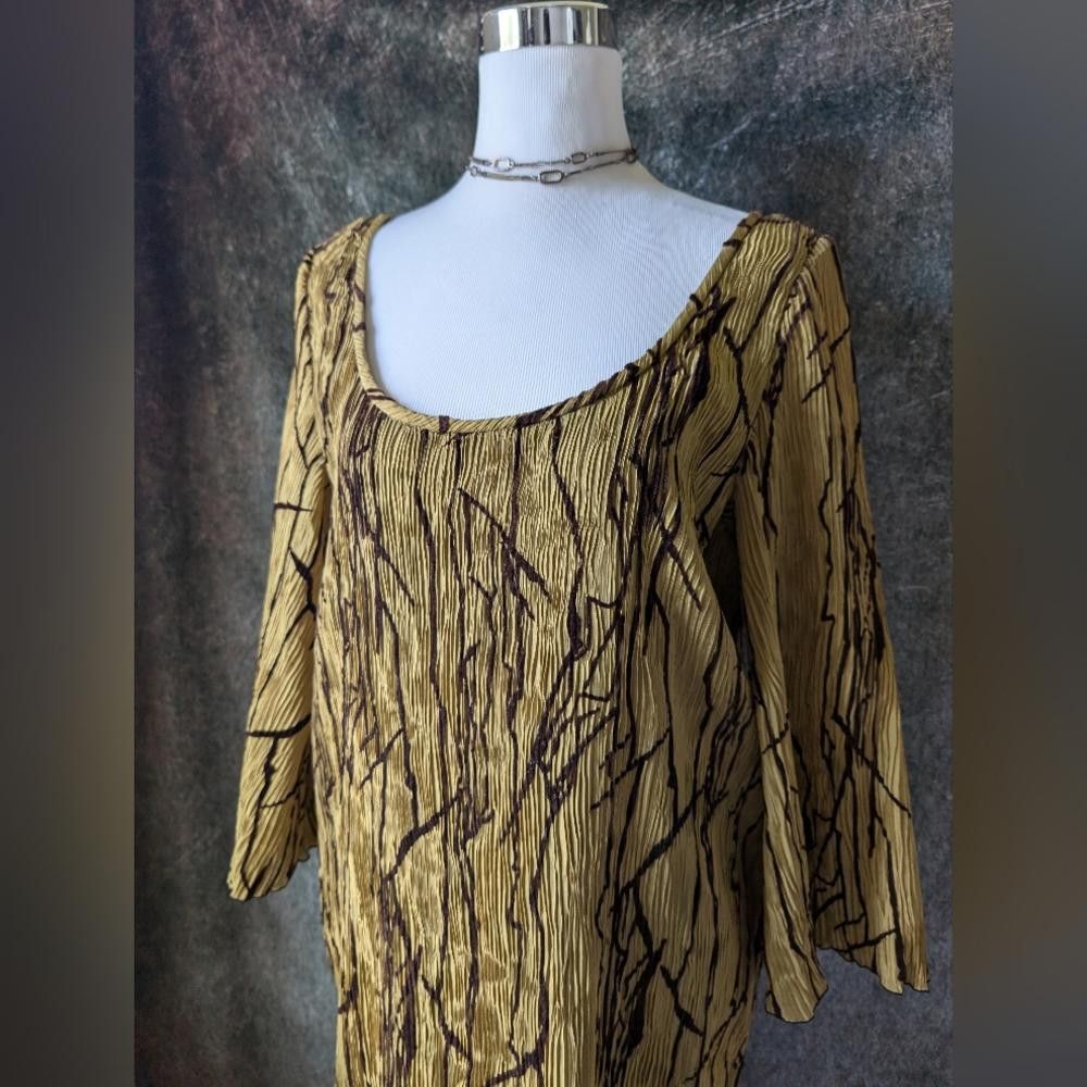 Designer Rare Joan McGee Silk Wearable Art Fiber Plisse Dress Size M / US 6-8 / IT 42-44 - 3 Thumbnail