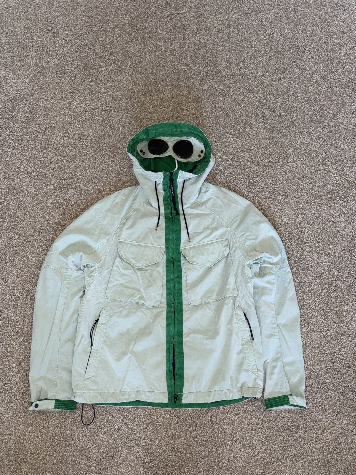 C.P. Company Raso Gommato Goggle Hood Pocket Jacket Mint