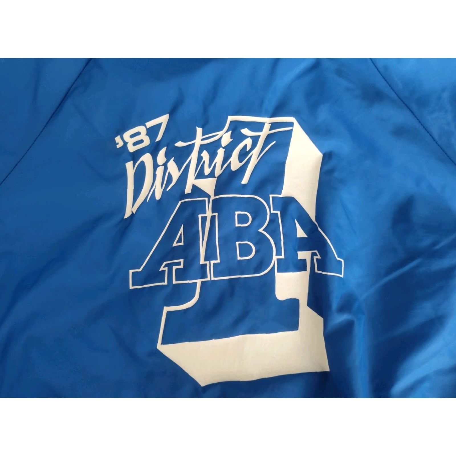 Augusta Sportswear VINTAGE 1987 Michigan ABA BMX Satin Bomber Jacket Men XL Dark Blue 80s Sports Cycling Riding Size US XL / EU 56 / 4 - 2 Thumbnail