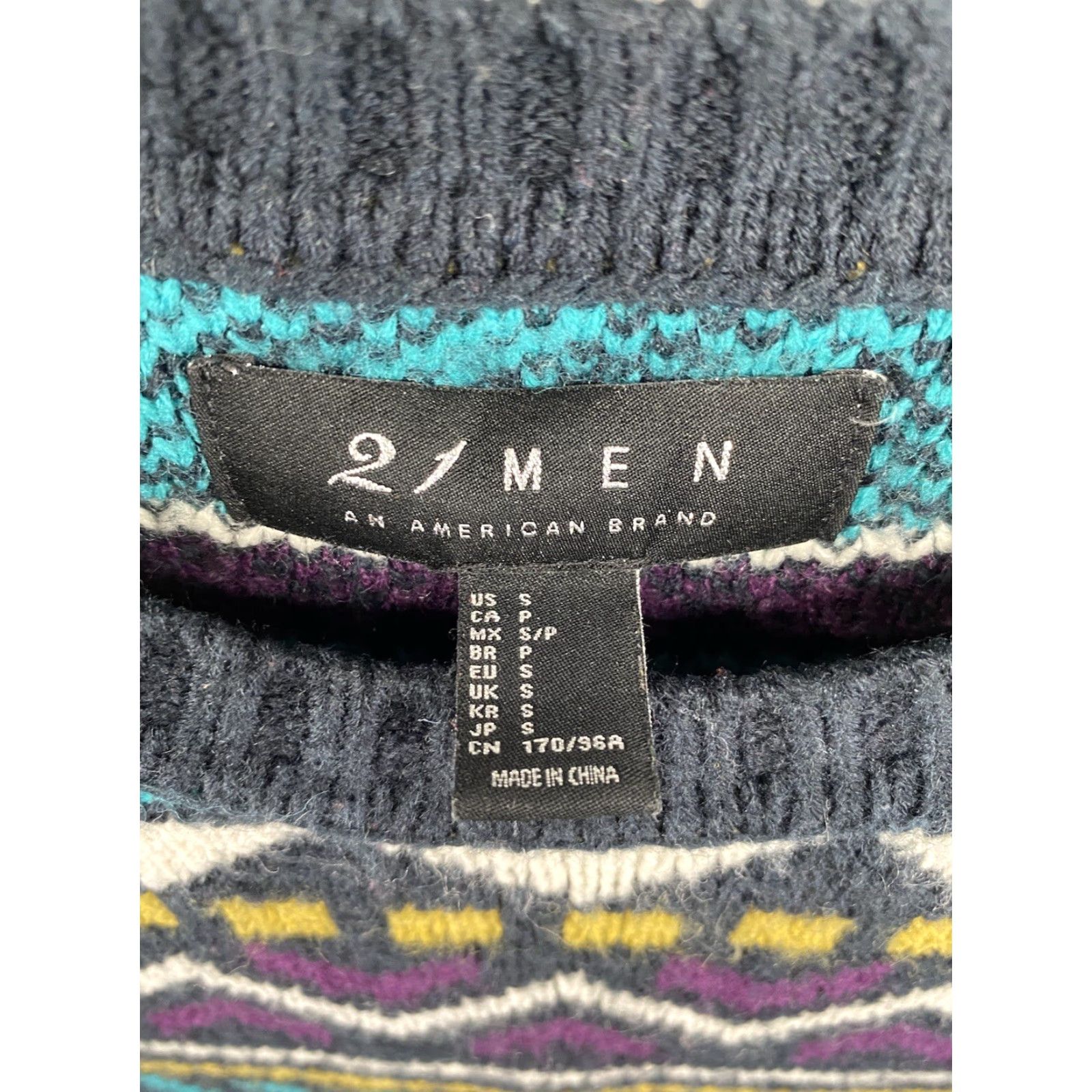21 Men VTG 90s 21 Men Colorful Geometric Knit Pullover Sweater Mens Size S Size US S / EU 44-46 / 1 - 2 Thumbnail