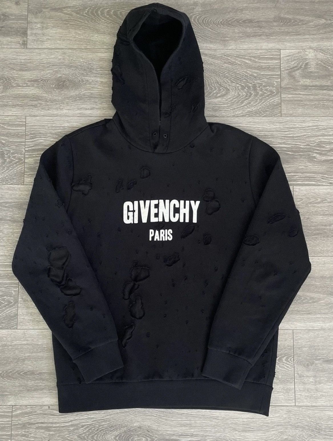 Givenchy Givenchy Distressed Logo Hoodie Size US M / EU 48-50 / 2 - 1 Thumbnail