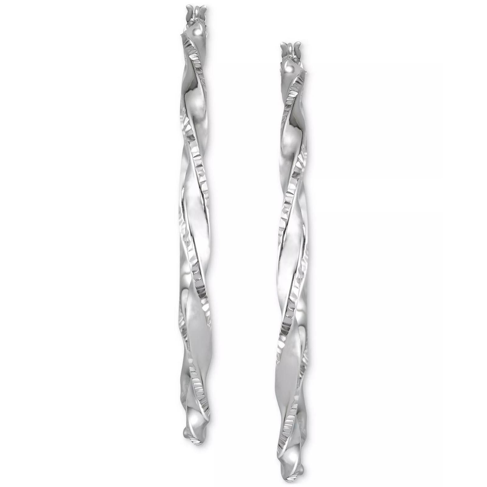 Macys Macy’s Two-Tone Twisted Hoop Earrings – Sterling Silver 45mm Size ONE SIZE - 3 Thumbnail