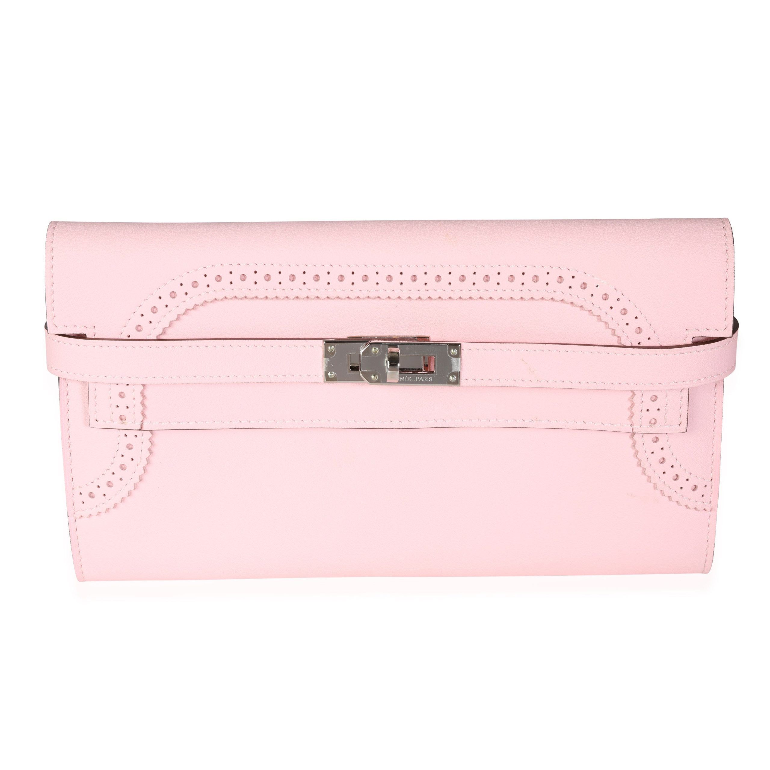 image of Hermes Rose Sakura Swift Ghillies Kelly Wallet Phw in Pink, Women's