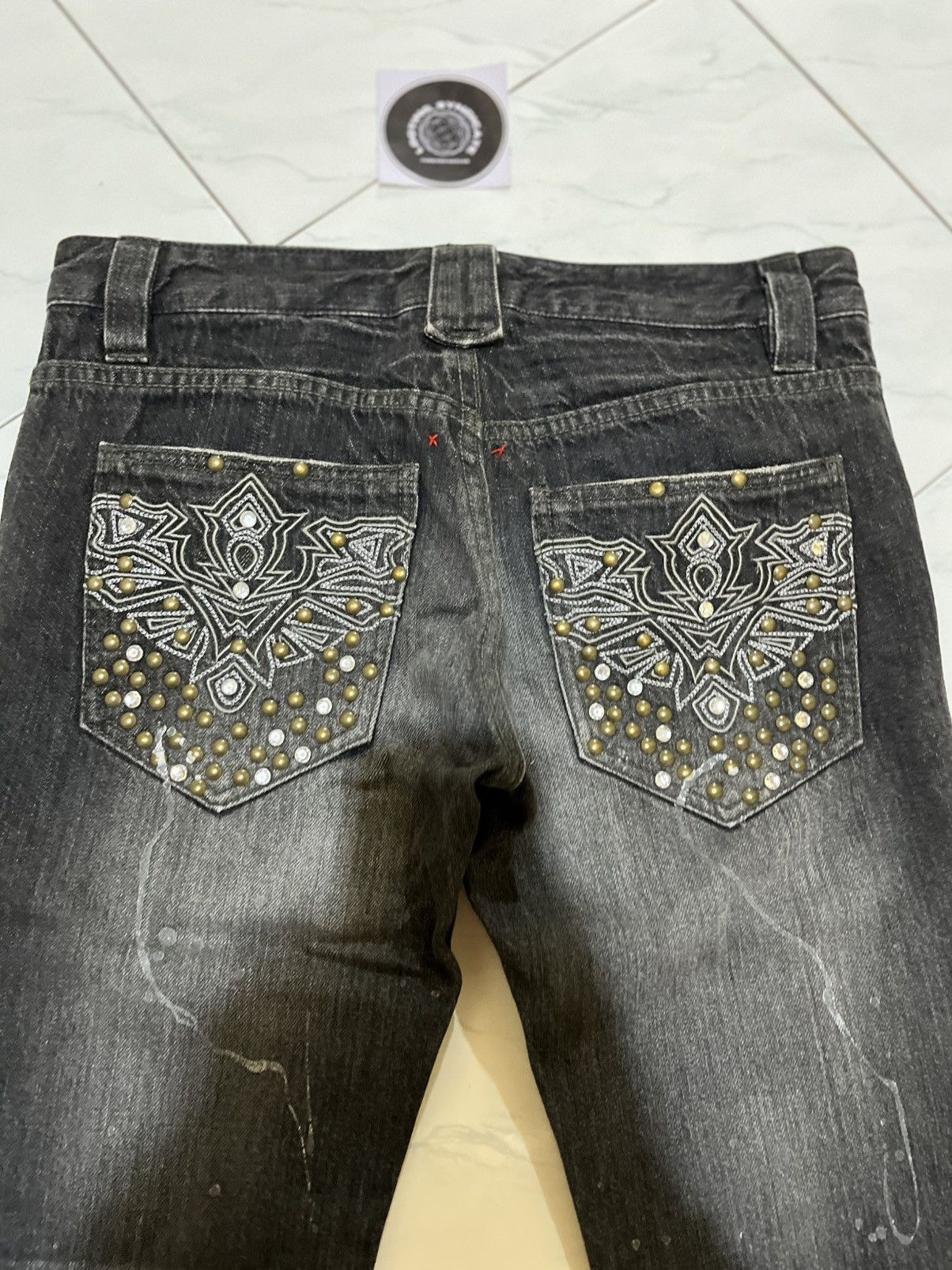 semanticdesign 🔥 Semantic Design Splash Painter &Crystal Studded Flare Pant Size US 30 / EU 46 - 19 Thumbnail