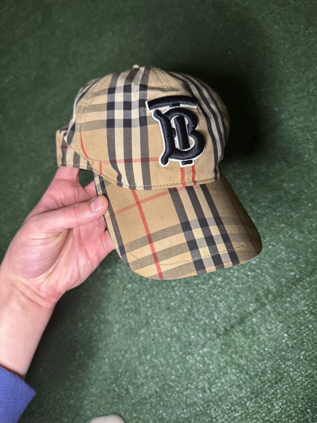 image of Burberry Tb Logo Hat in Beige, Men's