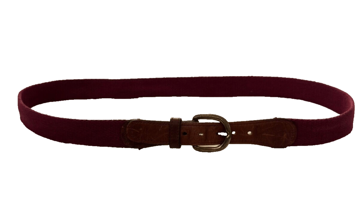 Trafalgar Trafalgar Men's 36 Belt Woven Cotton Red Tan Leather Brass Size 36 - 4 Thumbnail