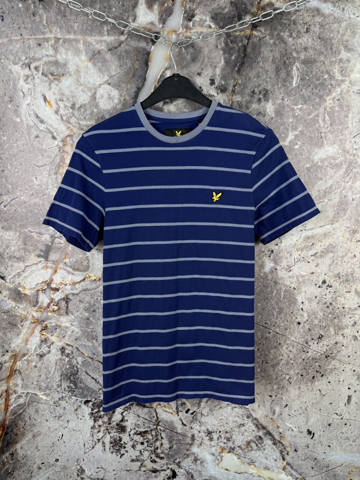 Lyle & Scott Men’s Lyle & Scott T-Shirt Striped Blue Streetwear Size M Size US M / EU 48-50 / 2 - 1 Thumbnail