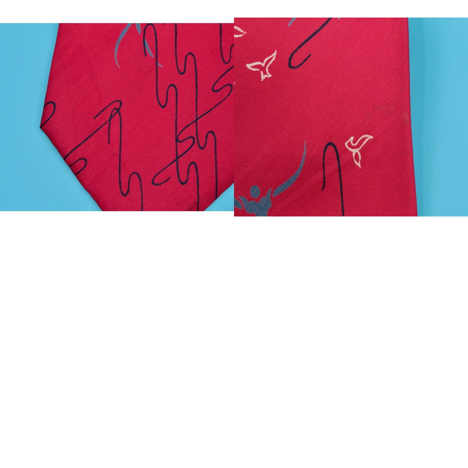 Vintage VTG E&W 1940s Red Necktie Silk Tie / Abstract Human Figures / 54.5" L 4.5" W / Original / Men Size ONE SIZE - 9 Thumbnail
