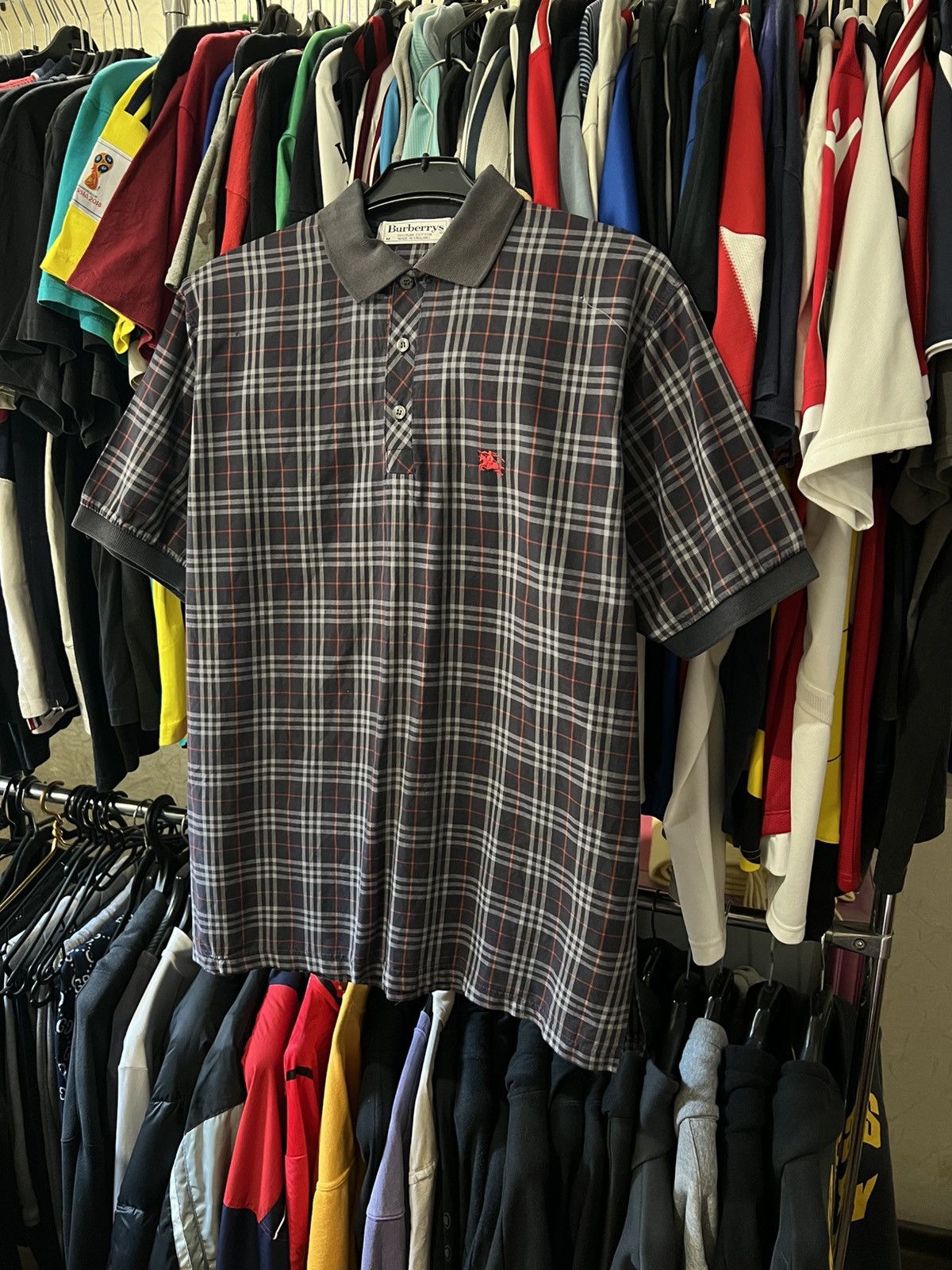 VINTAGE BURBERRY’S CHECKERED POLO SHIRT AOP NOVA CHECK SZ M
