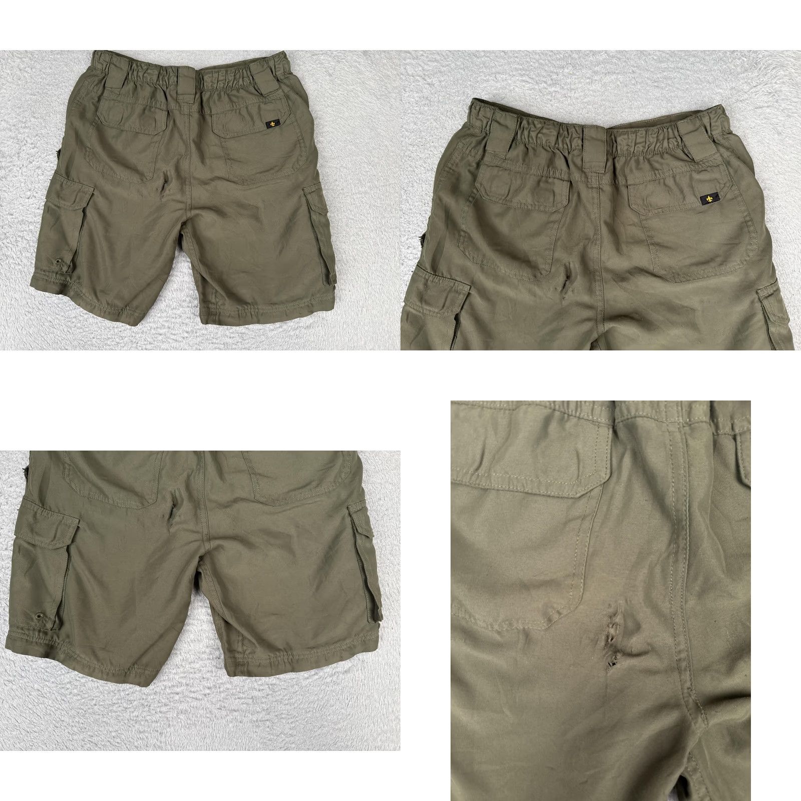 Vintage Boy Scouts Of America Shorts Mens Cargo Uniform Switchback BSA Green L Adjustable Waistband Size US 33 - 9 Thumbnail