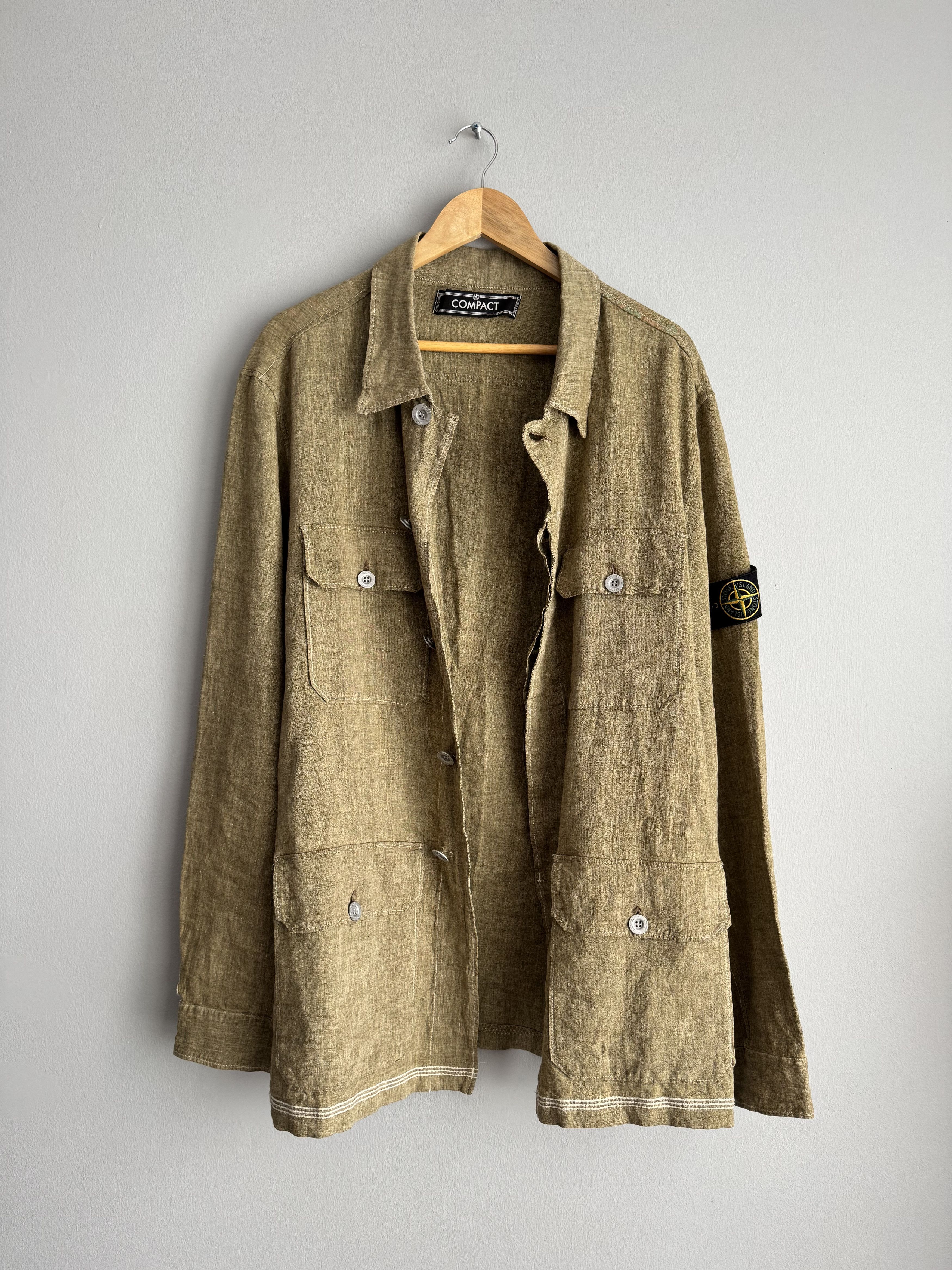 Stone Island RARE Stone Island 90s Compact Flax Linen Jacket Garment Dyed Size US L / EU 52-54 / 3 - 5 Thumbnail