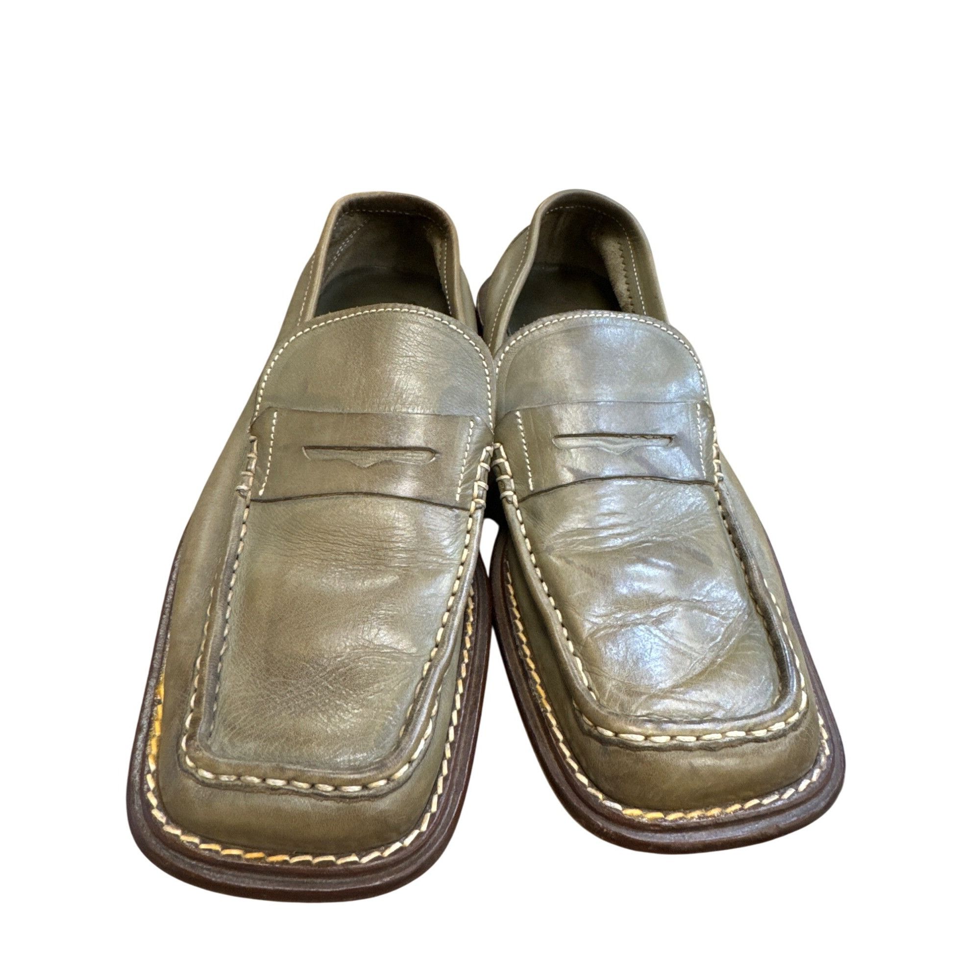 Designer Jonathan Made In Italy Leather Slip-On Green Loafers Shoes S Size US 9 / EU 42 - 1 Thumbnail