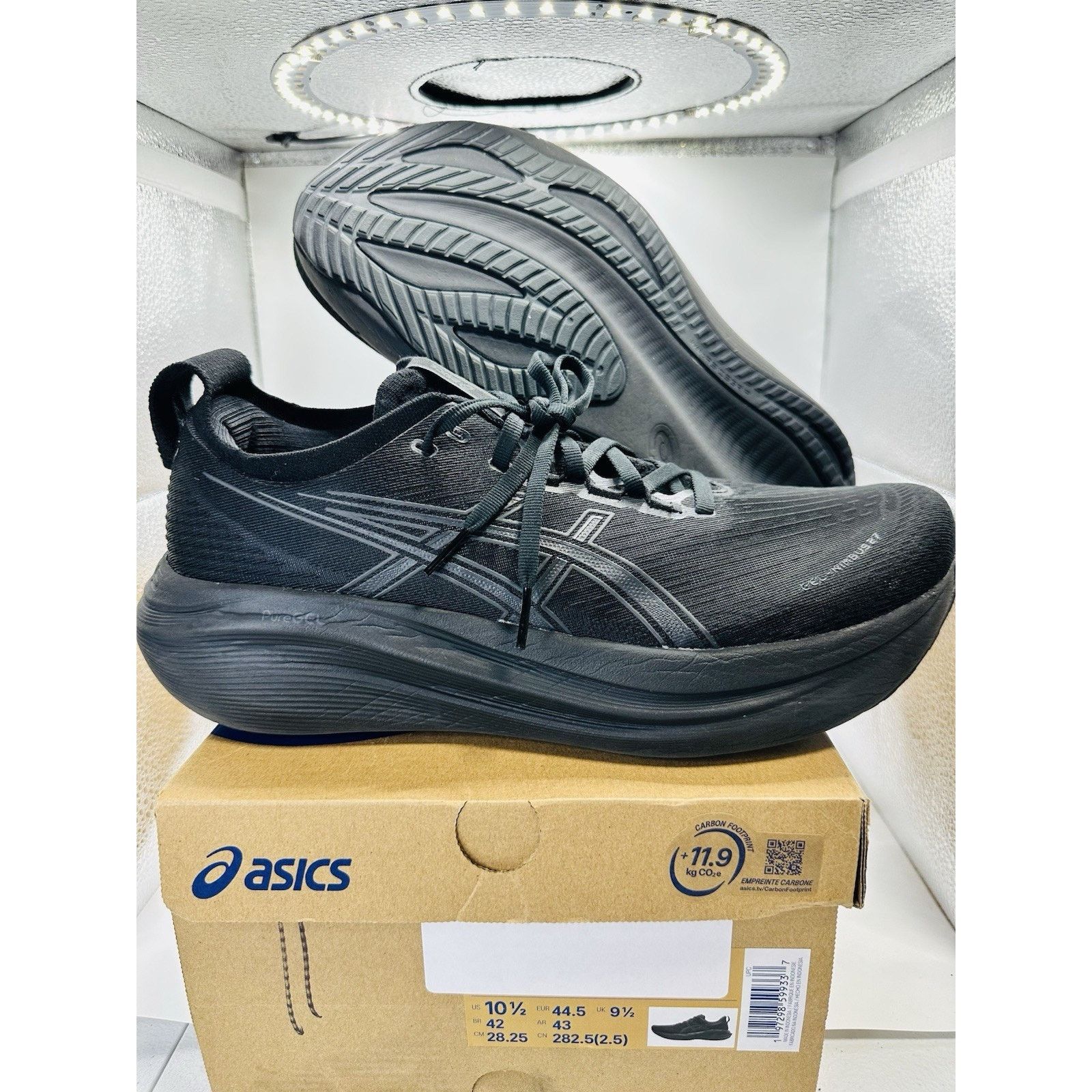 Asics Size 10.5 - Men’s ASICS Gel Nimbus 27 Black Graphite Grey Size US 10.5 / EU 43-44 - 1 Thumbnail