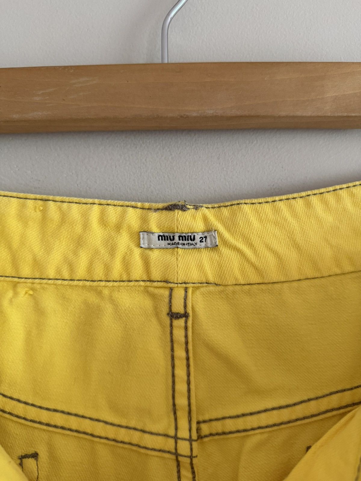 Miu Miu Vintage Miu Miu Yellow Denim Mini Skirt Size 27" / US 4 / IT 40 - 4 Thumbnail