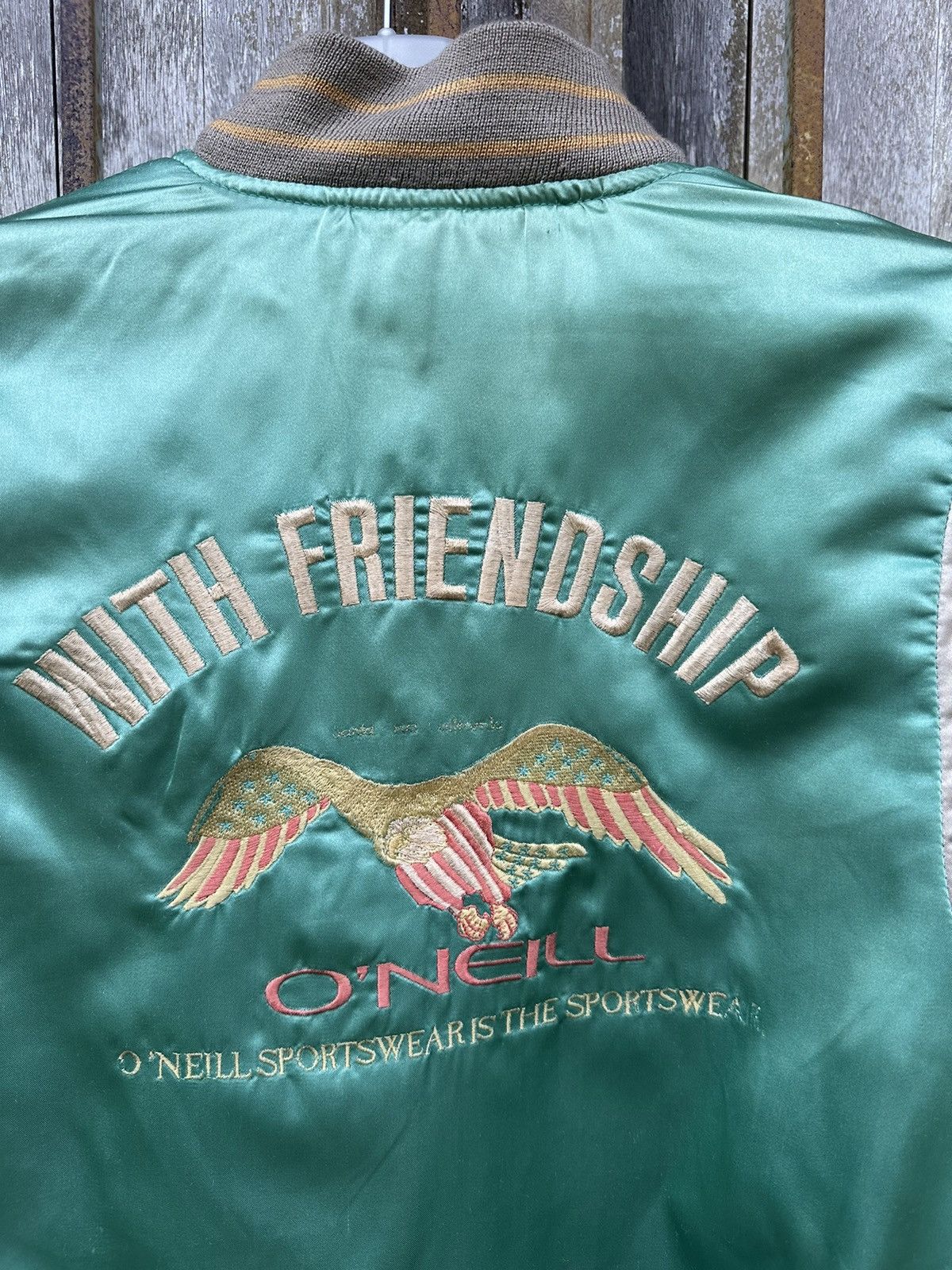 O'Neill Vintage Oneill Shower Used Faded Green Bomber Jacket Z11 Size US L / EU 52-54 / 3 - 5 Thumbnail