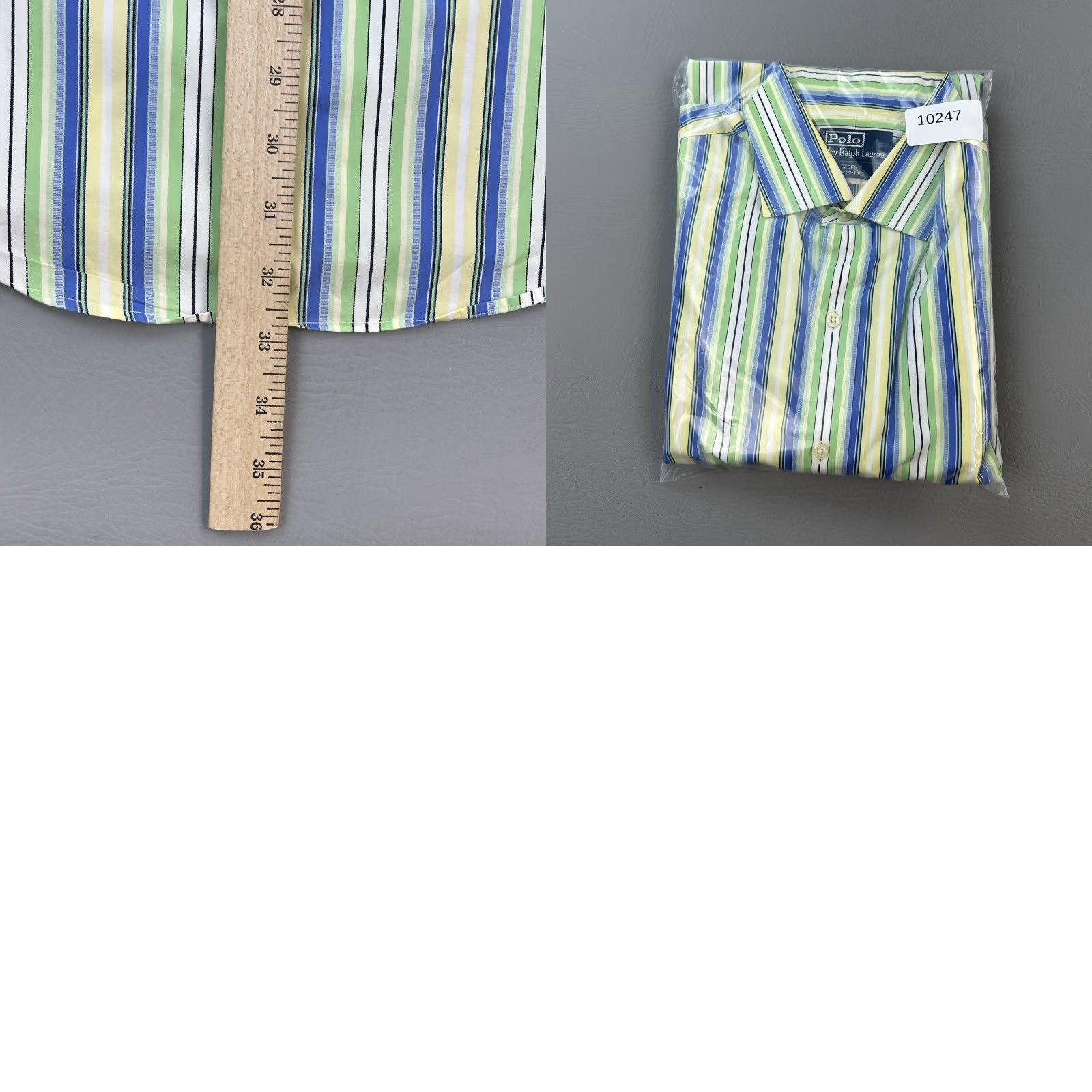 Polo Ralph Lauren VINTAGE Polo Ralph Lauren Shirt Mens L Green Blue Striped Regent Custom Fit Shirt Size US L / EU 52-54 / 3 - 9 Thumbnail